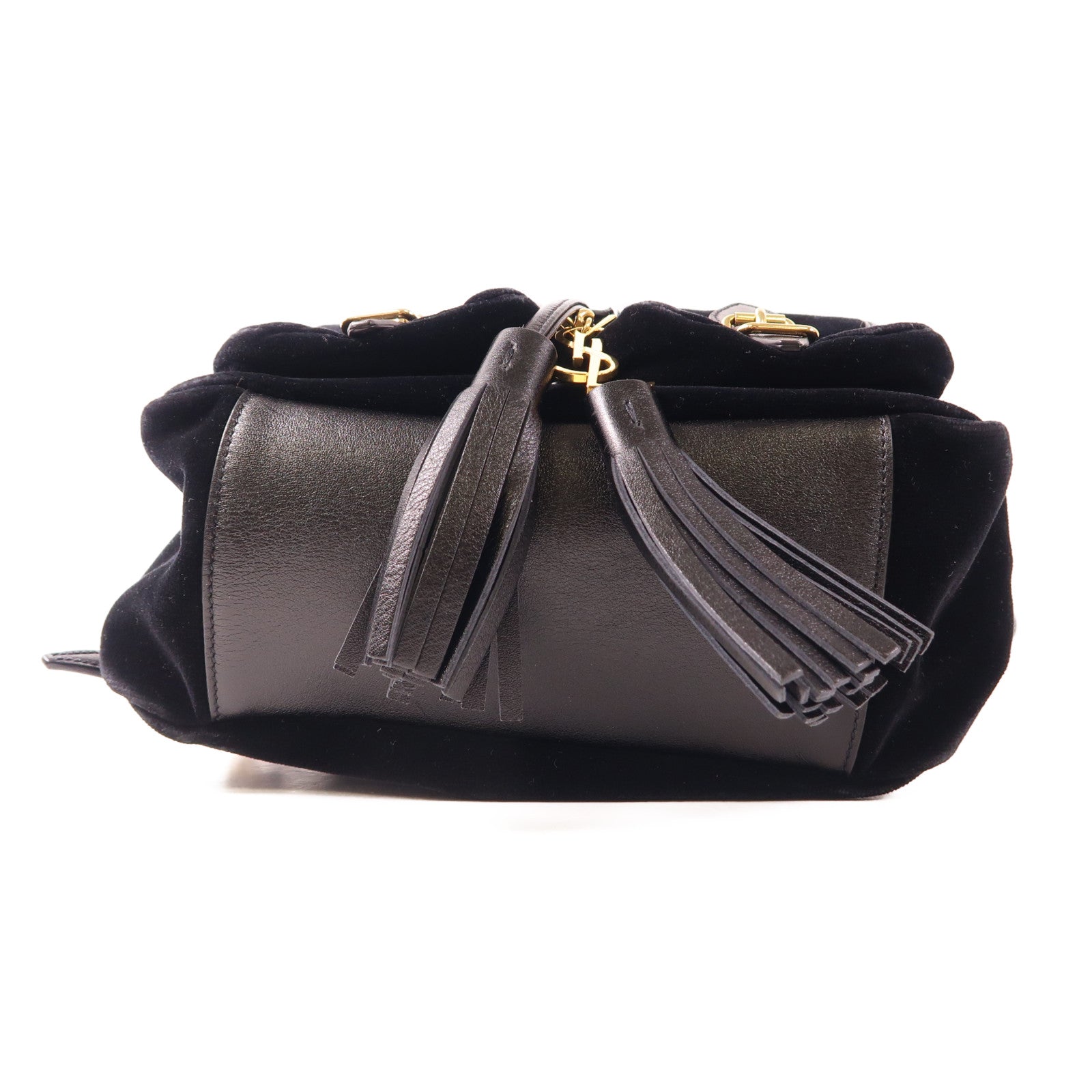 SAINT LAURENT 牛皮皮革/天鵝絨Backpack金扣背包