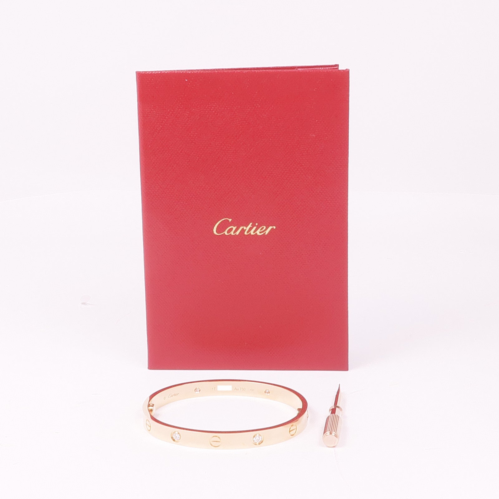 CARTIER 18K玫瑰金Love Bracelet 4P Diamonds鑽石手鐲Cartier#17