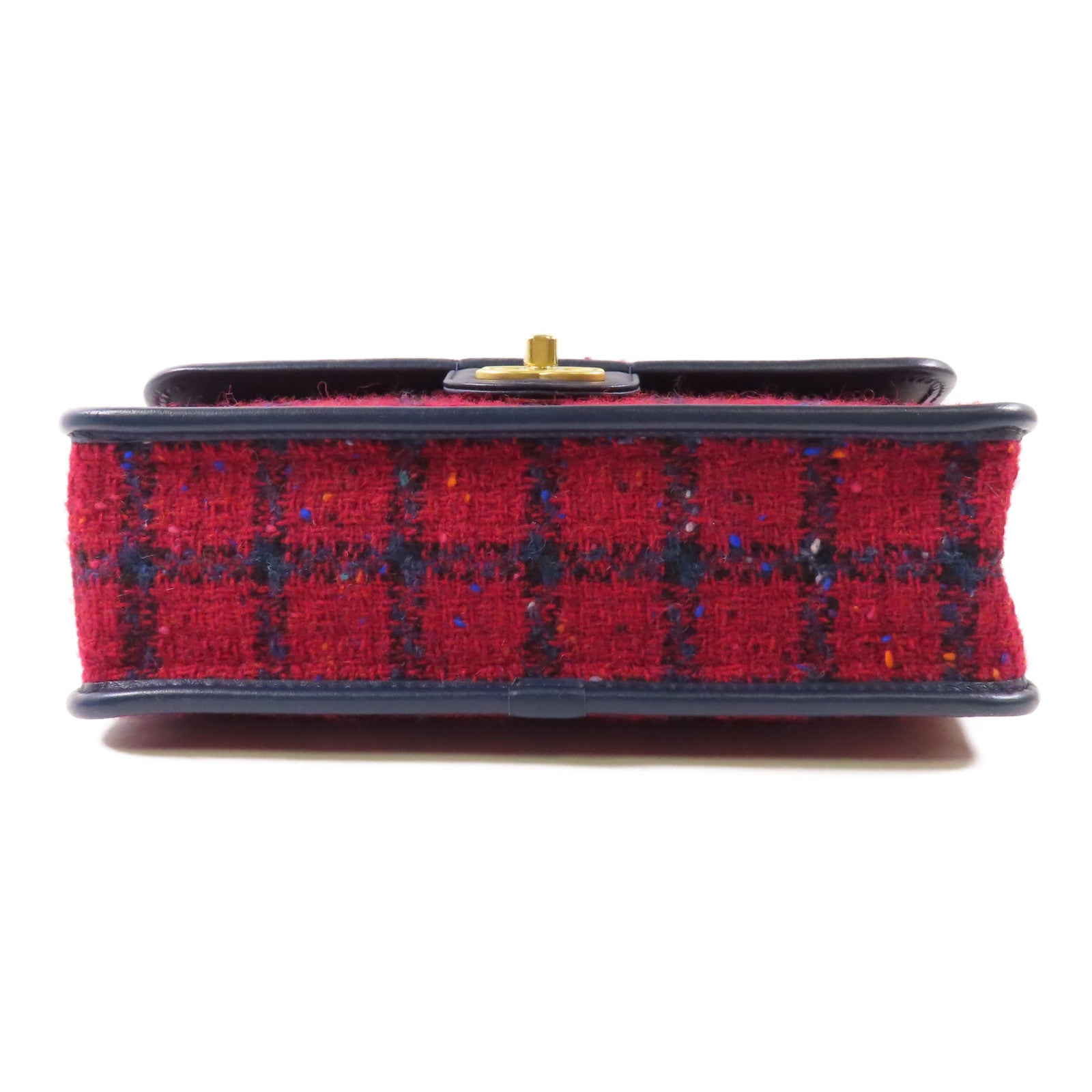 CHANEL【激減優惠】 Tweed/皮革2Way Shoulder金扣手挽肩背兩用袋