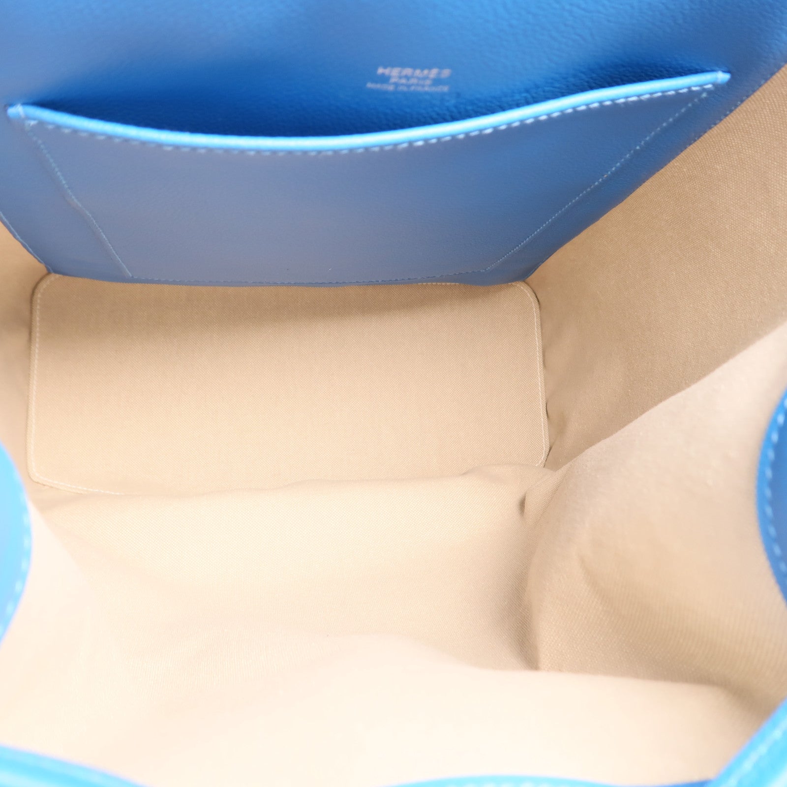 HERMES Evercolor皮革Flash Sailor Backpack銀扣背包Bleu Hydra