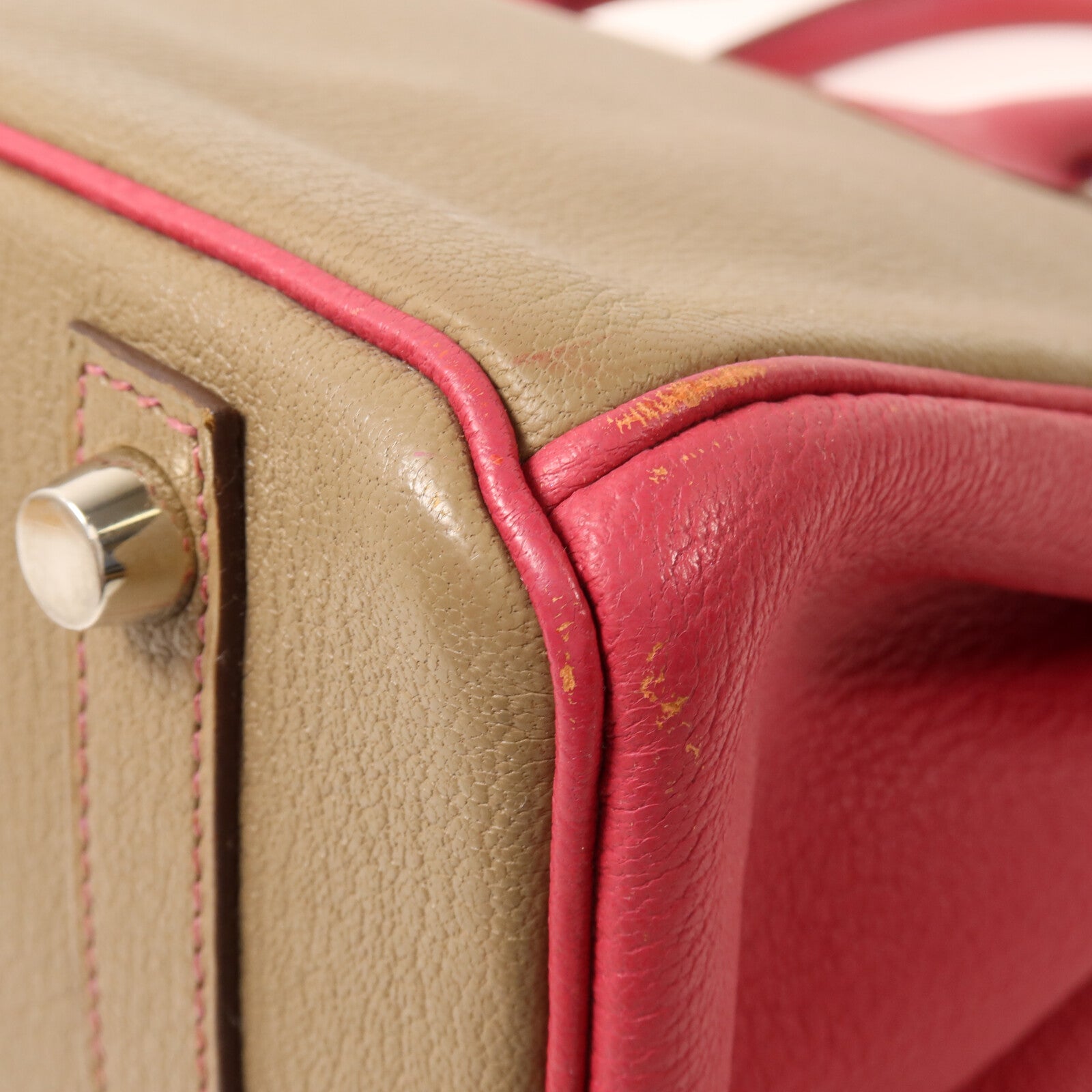 HERMES Chevre皮革Birkin 30手挽袋Etoupe/Rose Purple
