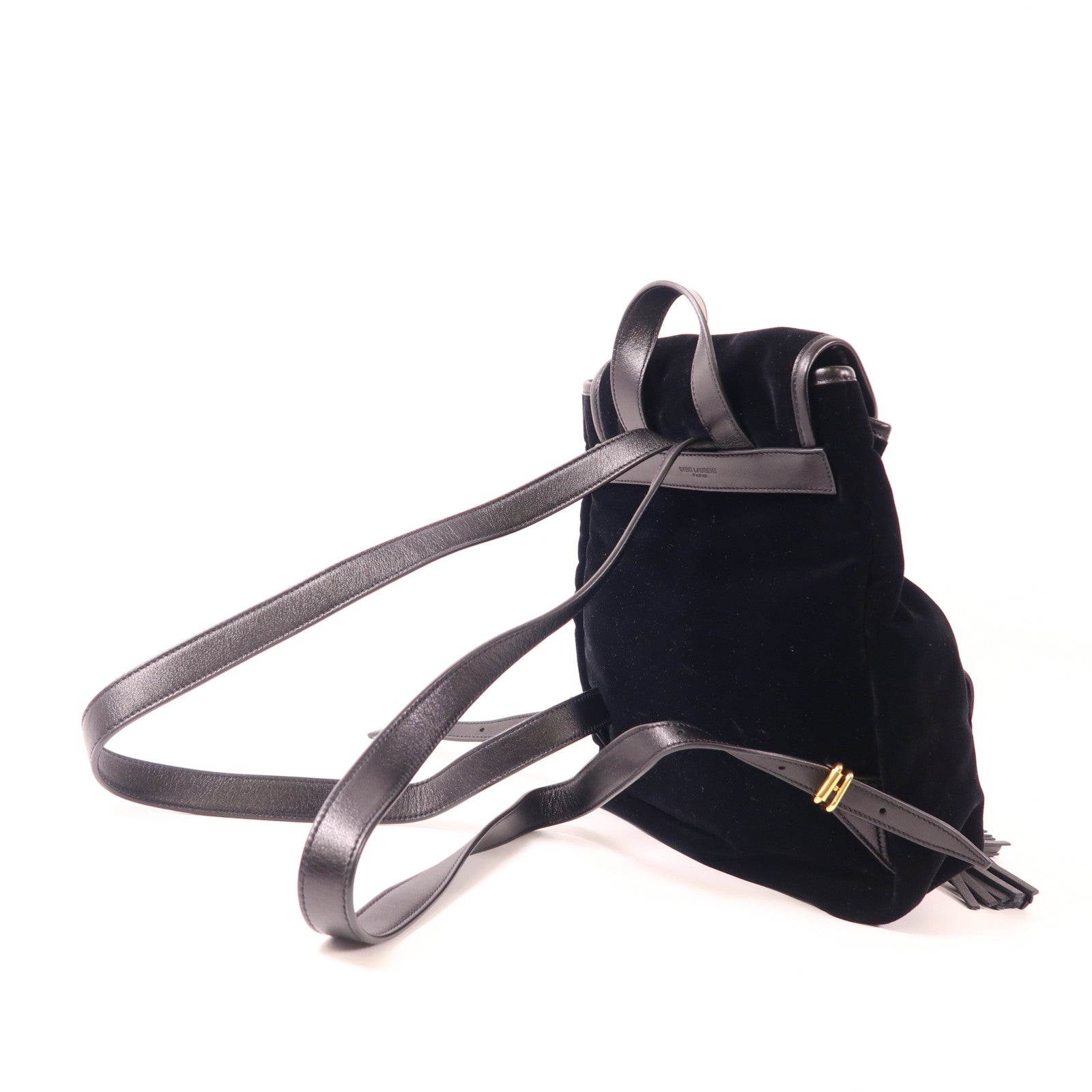 SAINT LAURENT 牛皮皮革/天鵝絨Backpack金扣背包