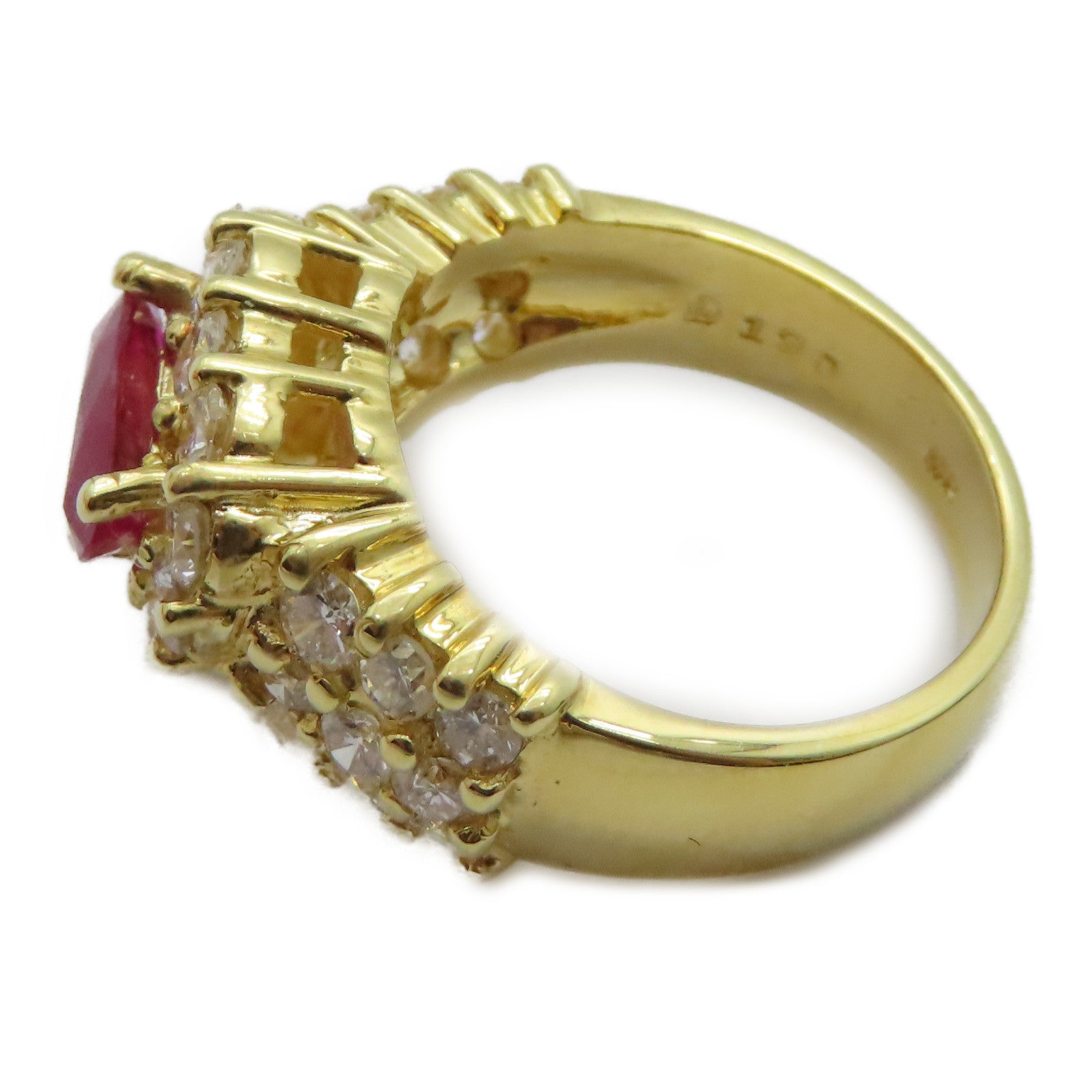 JEWELRY 18K黃金Ruby Diamond Ring 1.25ct紅寶石/1.90ct鑽石戒指US#6.5
