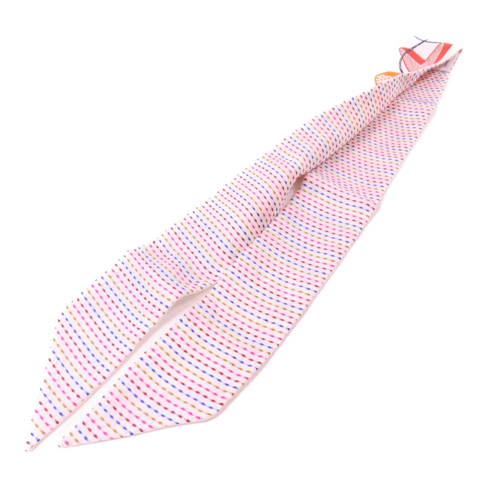 HERMES 絲質Twilly絲巾白色/彩色