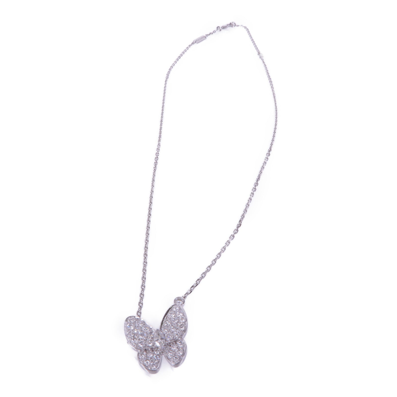 Van Cleef & Arpels 18K白金Two Butterfly Pendant鑽石項鍊