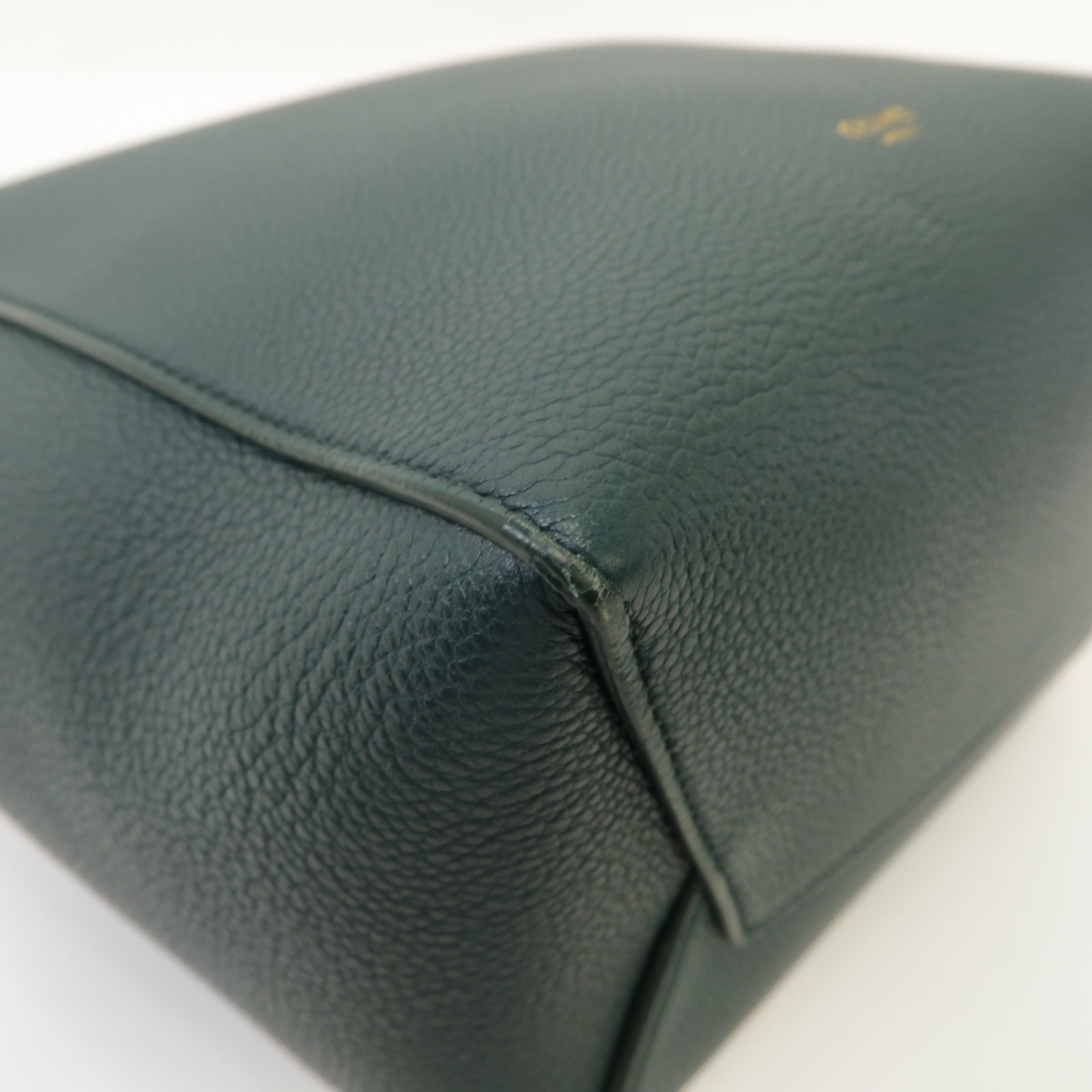 CELINE 牛皮皮革Bucket金扣肩背袋綠色