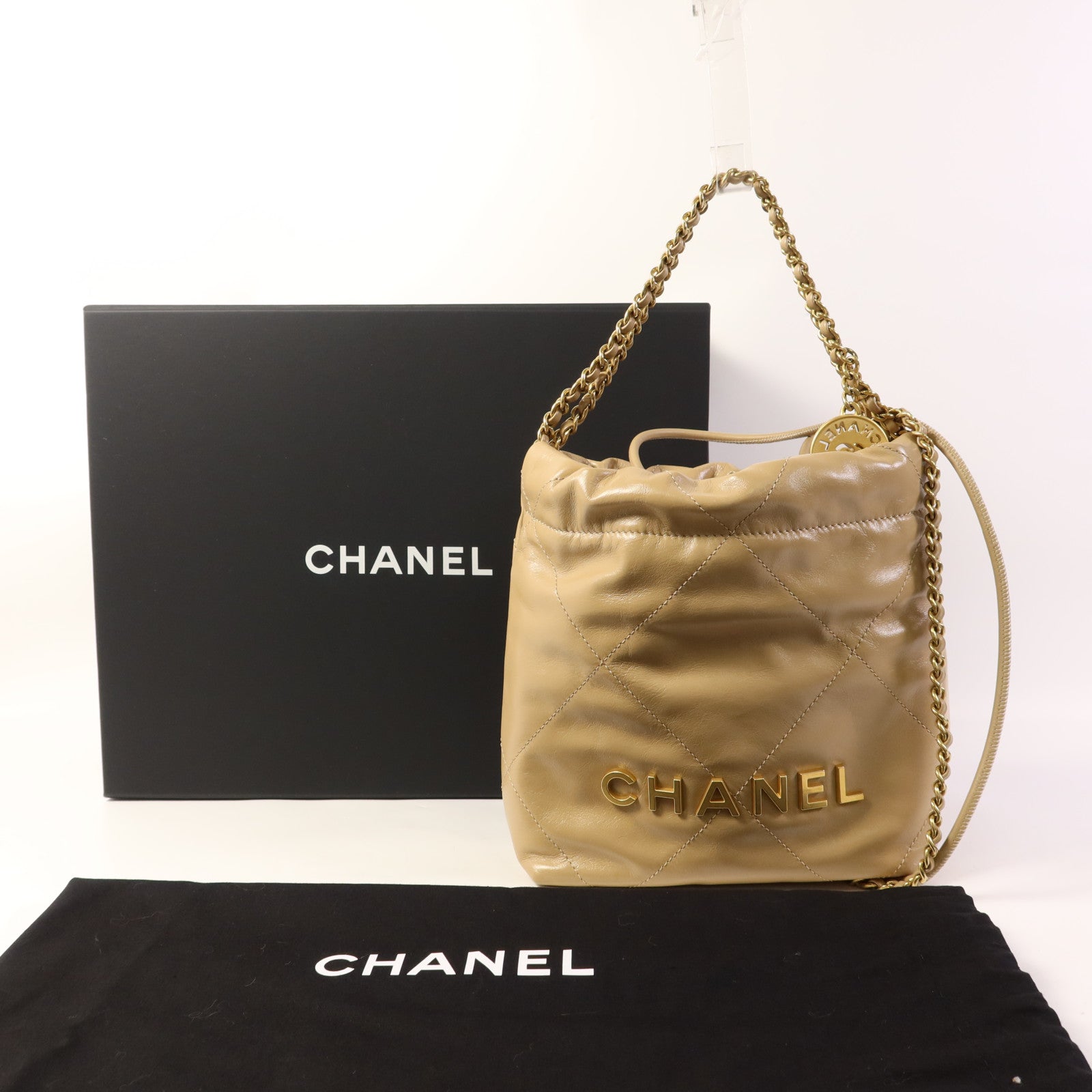 CHANEL 牛皮皮革Chanel 22 Mini鏈帶肩背袋