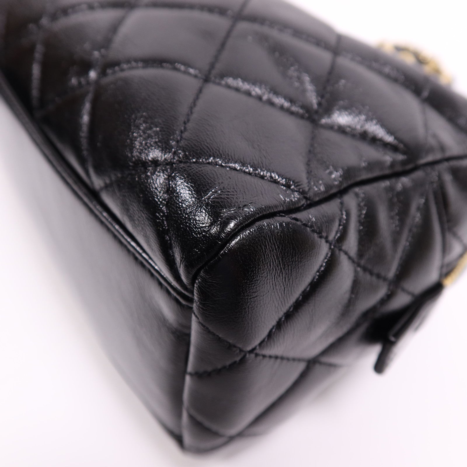 CHANEL 牛皮皮革Bowling Bag金扣鏈帶肩背袋