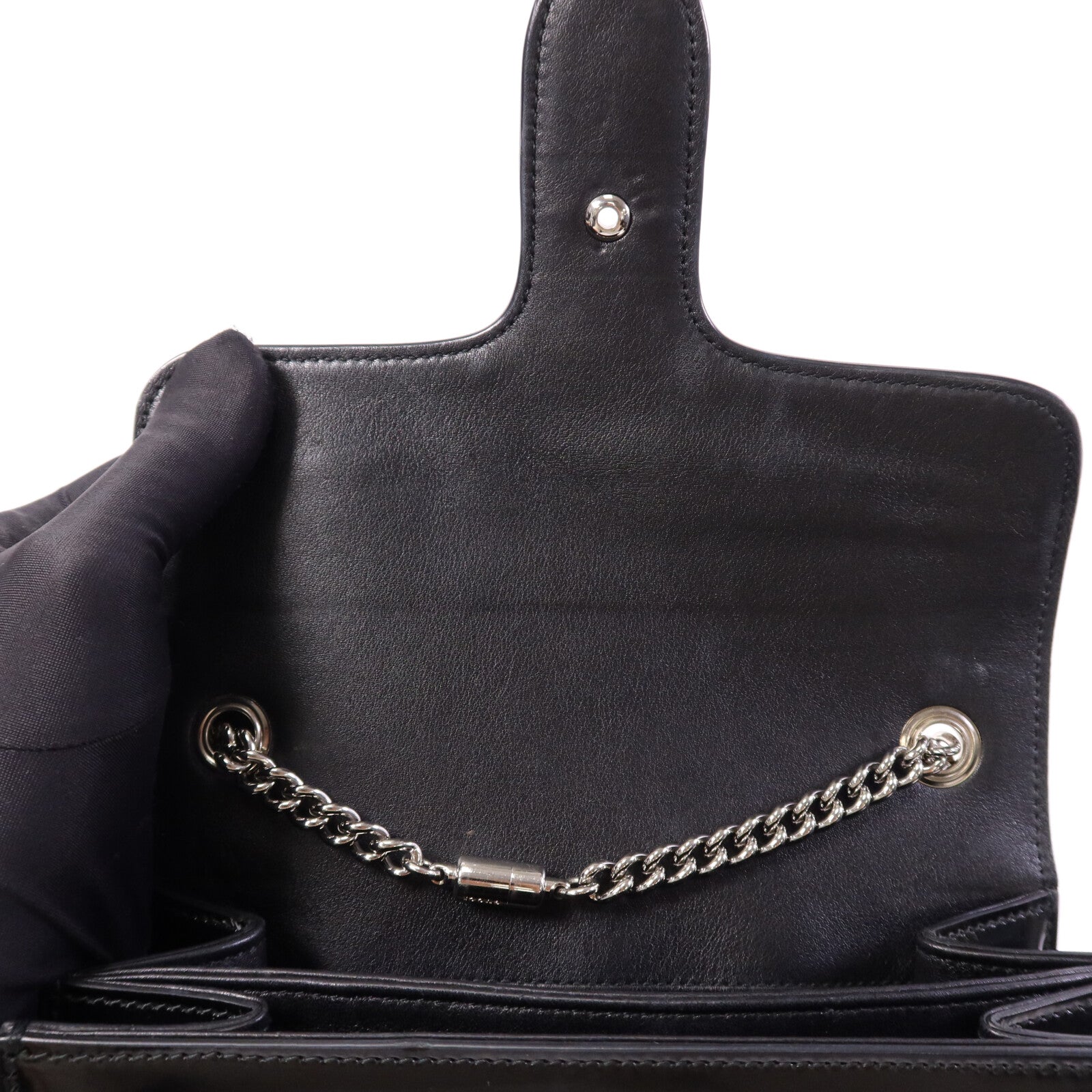 GUCCI 【激減優惠】皮革Interlocking Small銀扣肩背袋