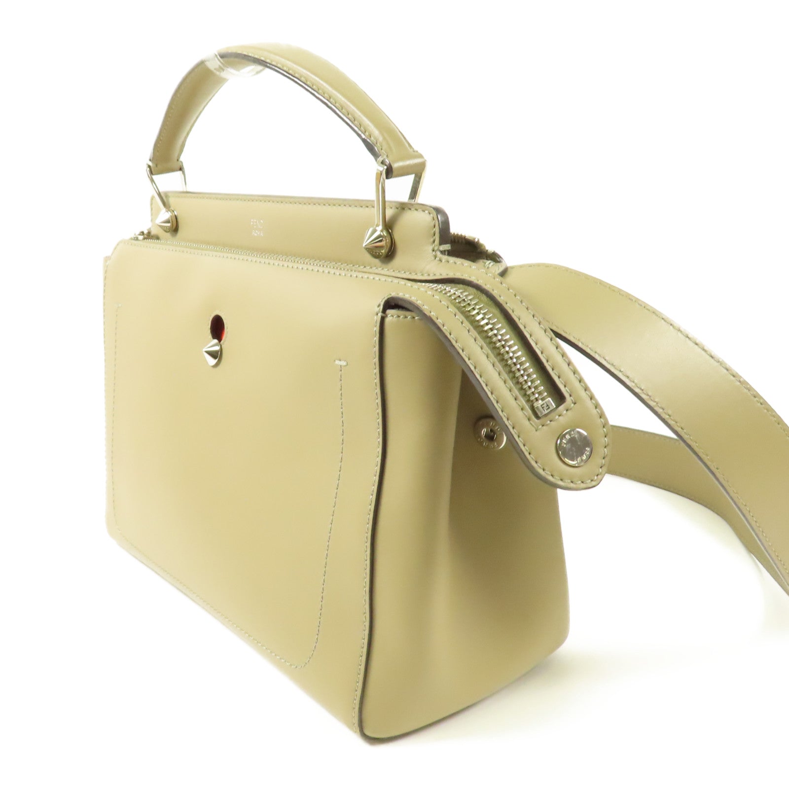 FENDI 【激減優惠】牛皮皮革Dotcom銀扣手挽肩背兩用袋
