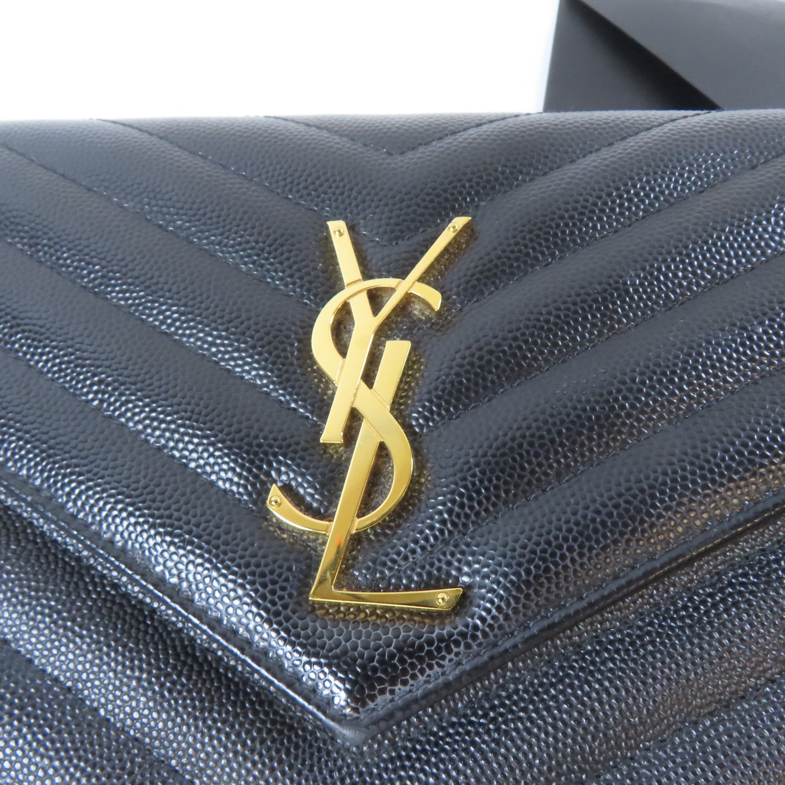 SAINT LAURENT 牛皮皮革Chain Shoulder Bag金扣鏈帶肩背袋黑色