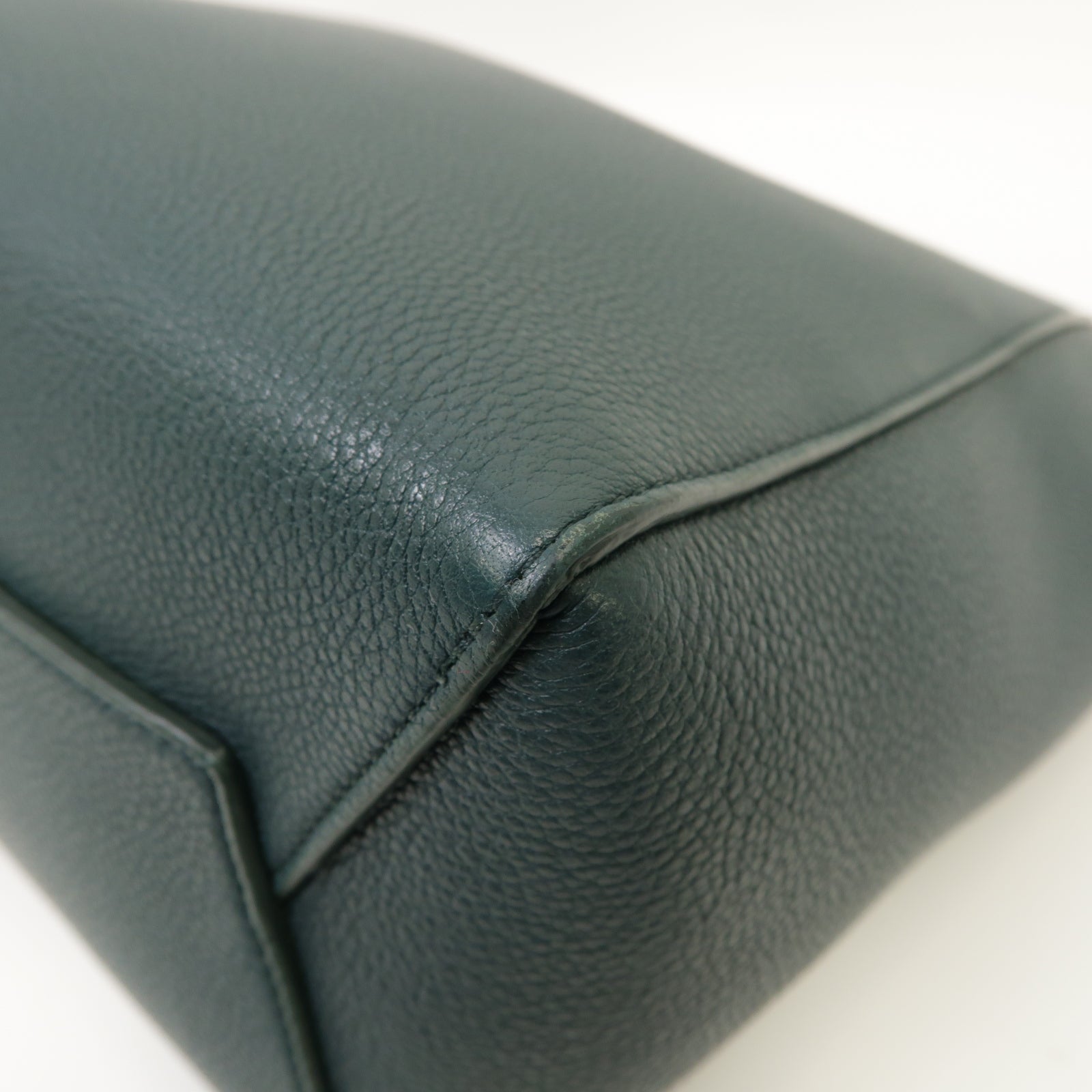 CELINE 牛皮皮革Bucket金扣肩背袋綠色