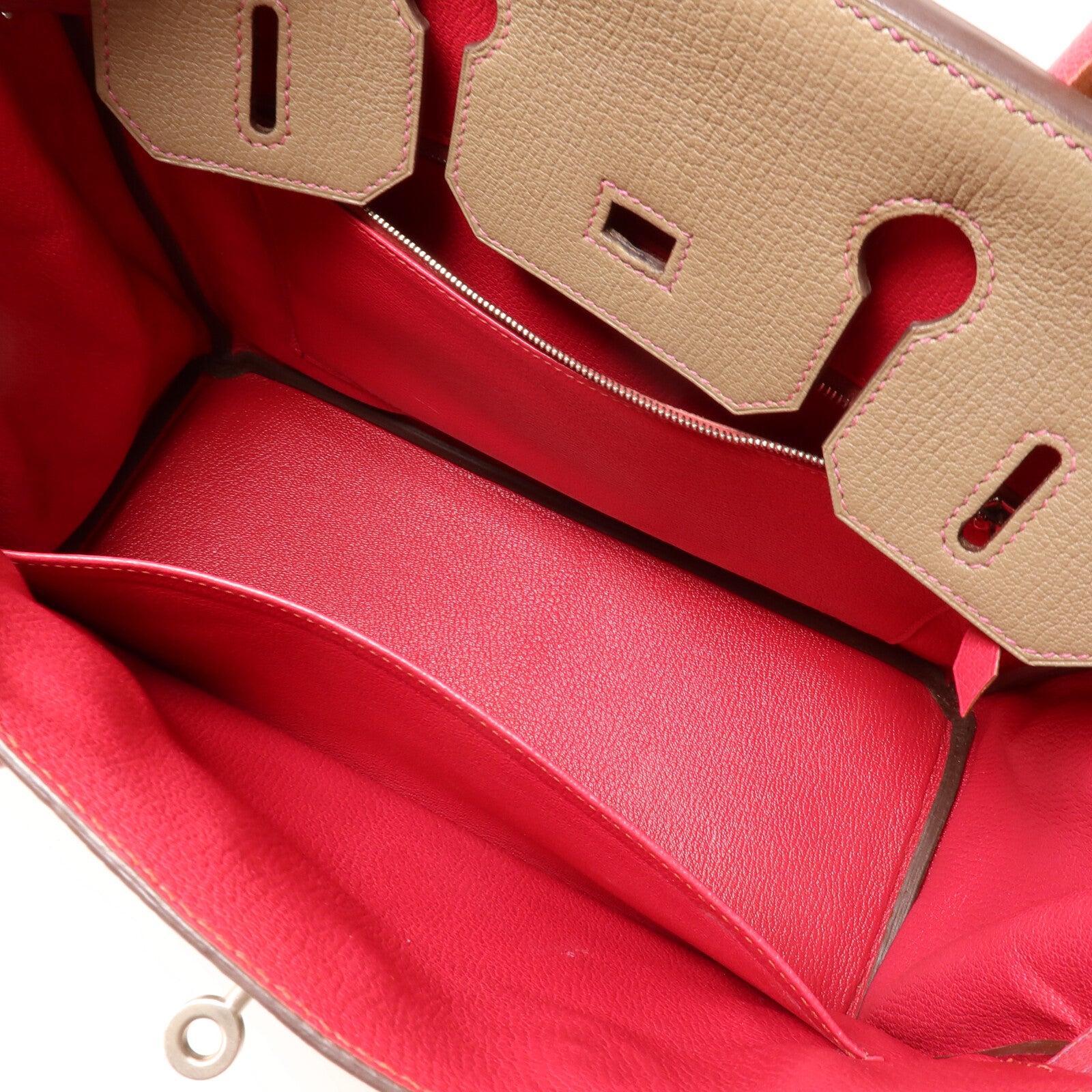HERMES Chevre皮革Birkin 30手挽袋Etoupe/Rose Purple