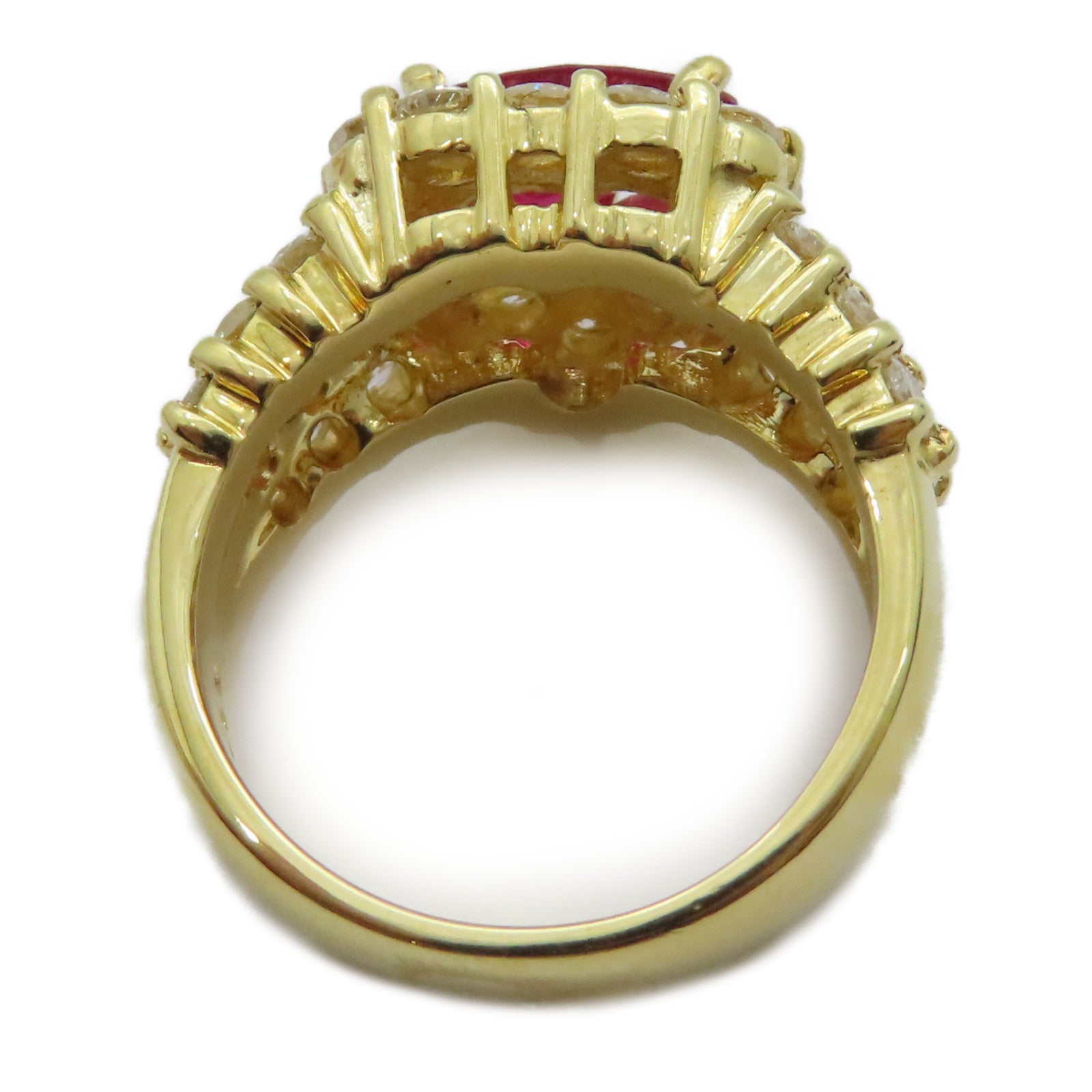 JEWELRY 18K黃金Ruby Diamond Ring 1.25ct紅寶石/1.90ct鑽石戒指US#6.5