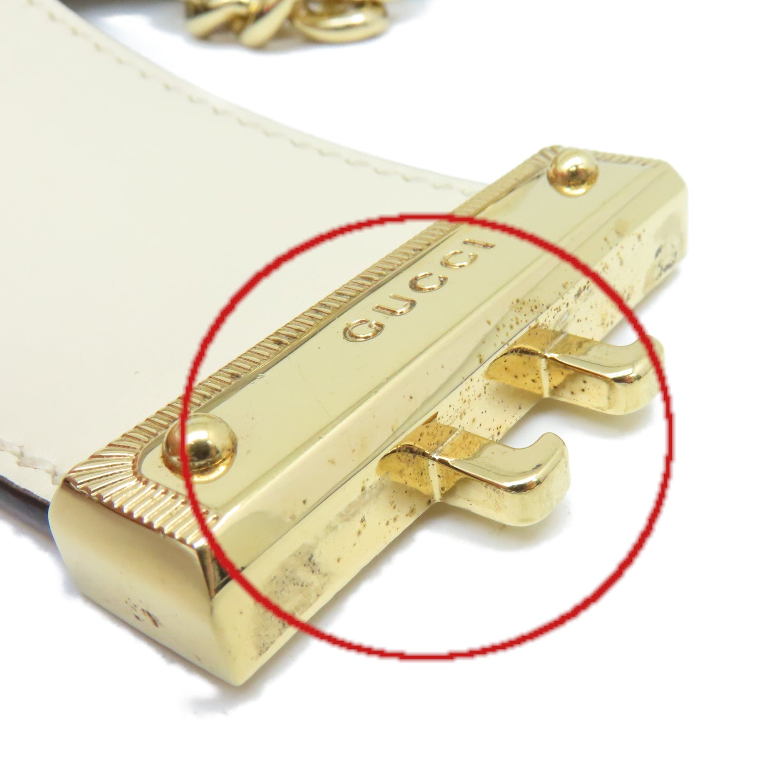 GUCCI 【激減優惠】塗層帆布Padlock GG Small Shoulder Bag金扣肩背袋啡色/米白色