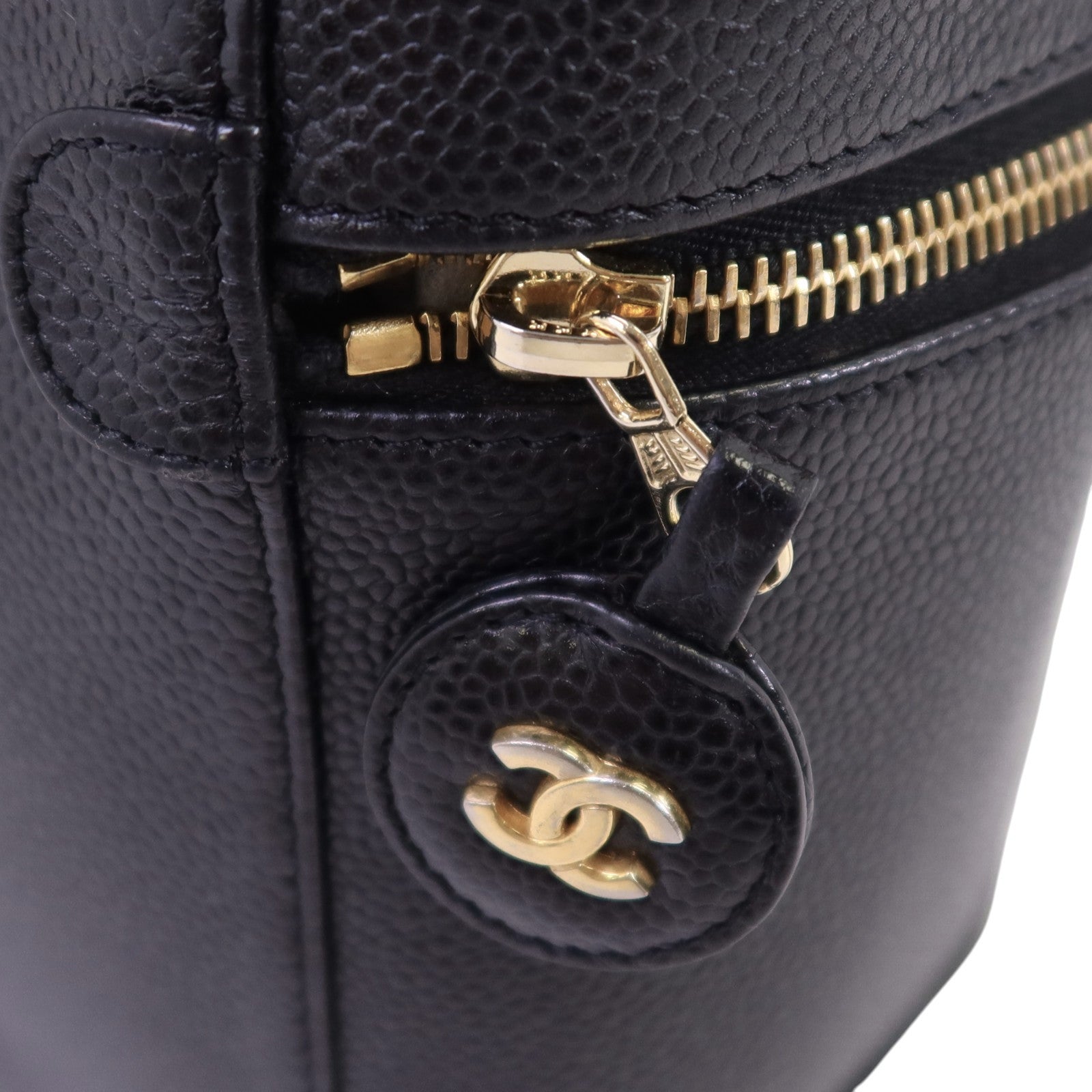 CHANEL 牛皮皮革Vanity金扣手挽袋