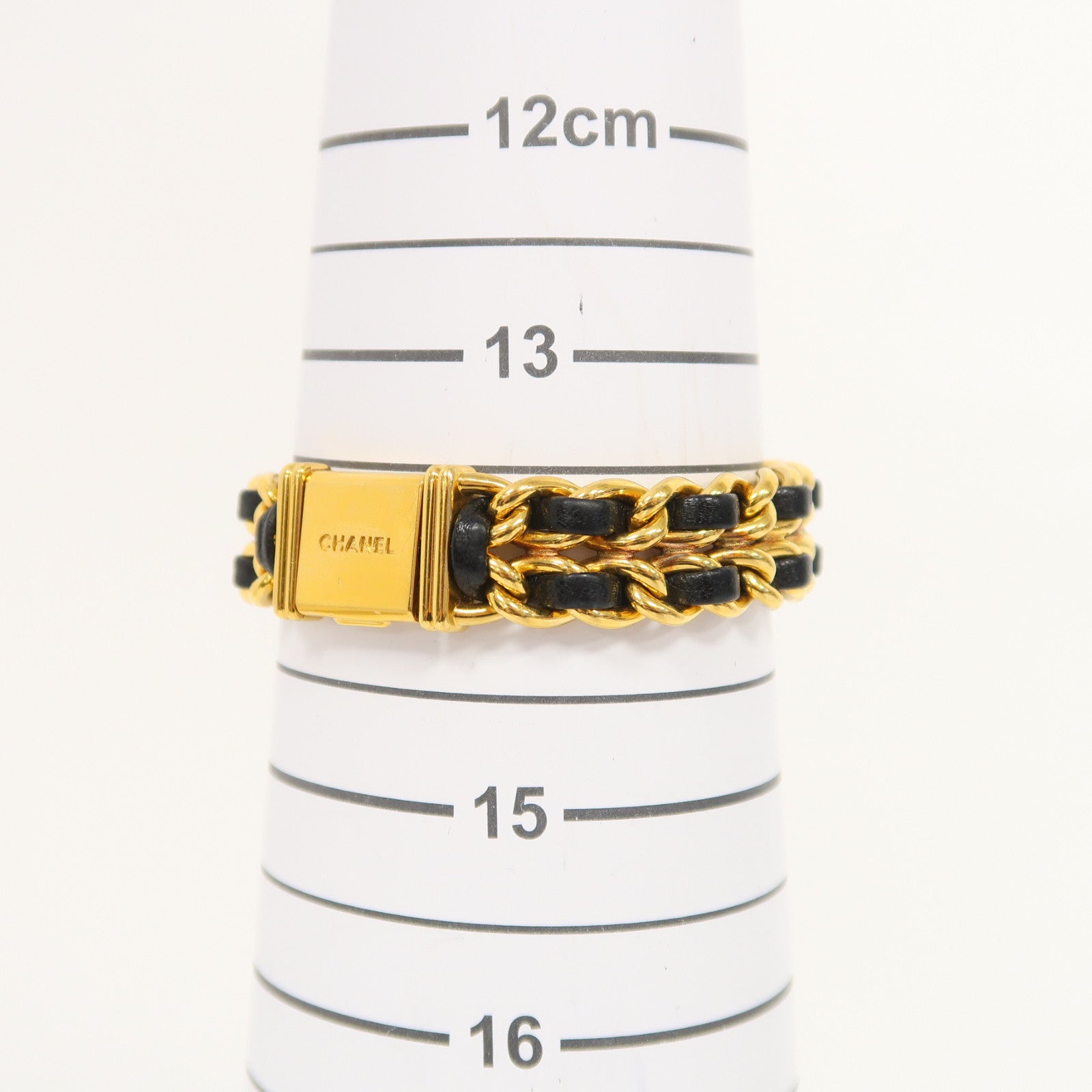 CHANEL Premiere S鍍金/皮革手錶石英機芯黑色