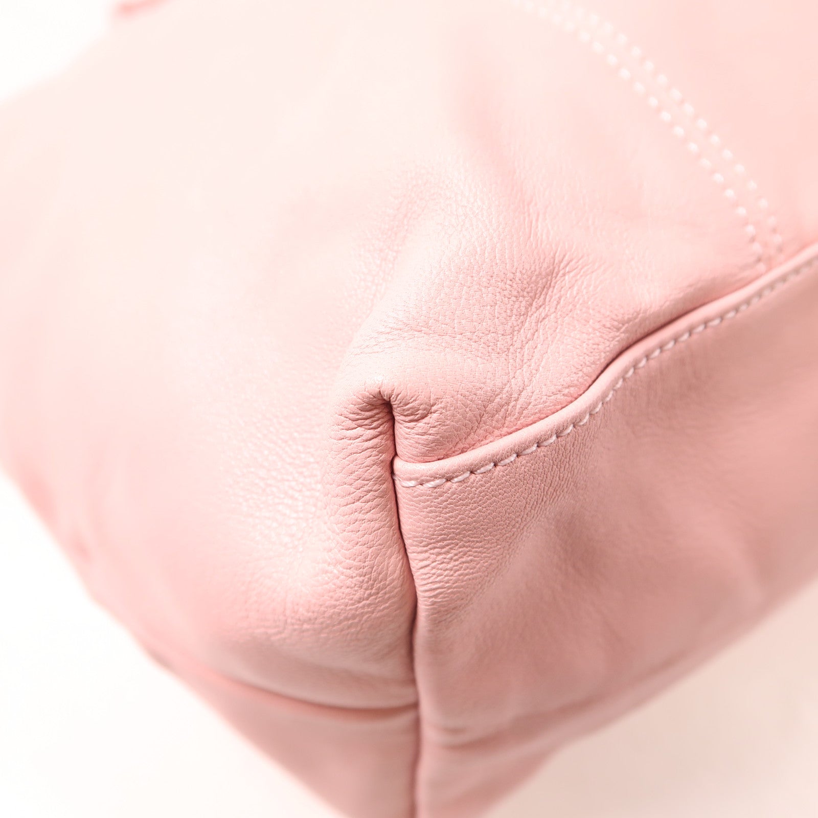 Longchamp 羊皮皮革Shoulder Bag銀扣手挽肩背兩用袋粉紅色