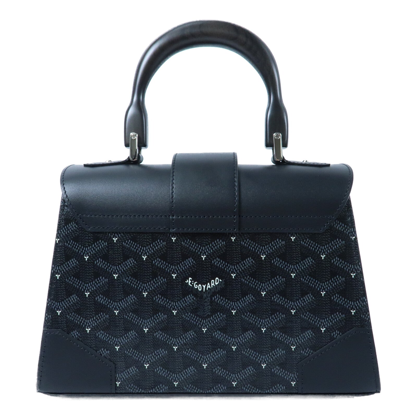 GOYARD 塗層帆布Saigon Mini Structured Jet Black銀扣手挽肩背兩用袋