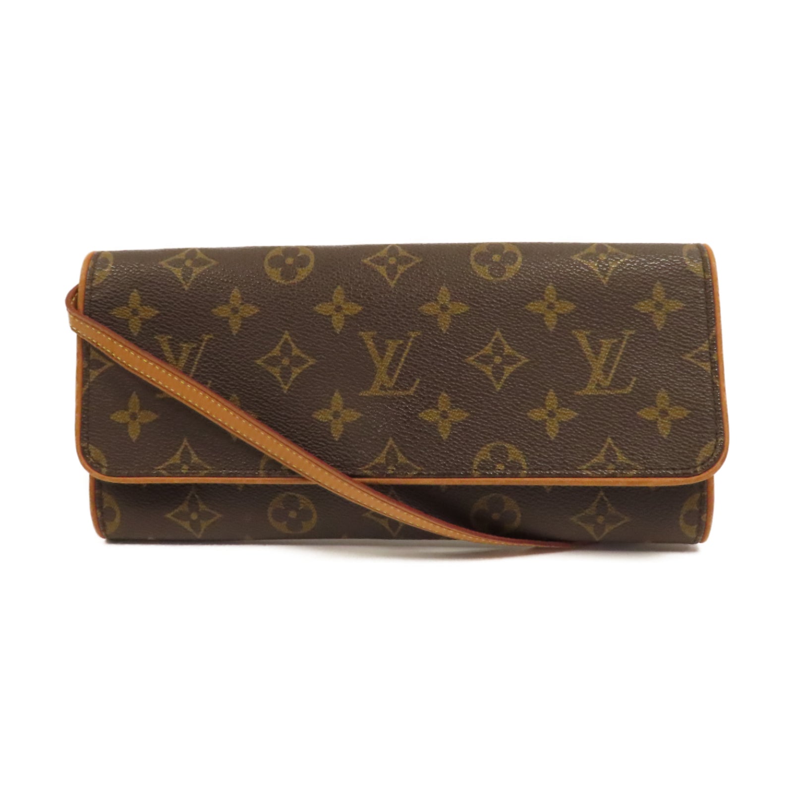 LOUIS VUITTON Monogram Pochette Twin GM金扣肩背袋啡色