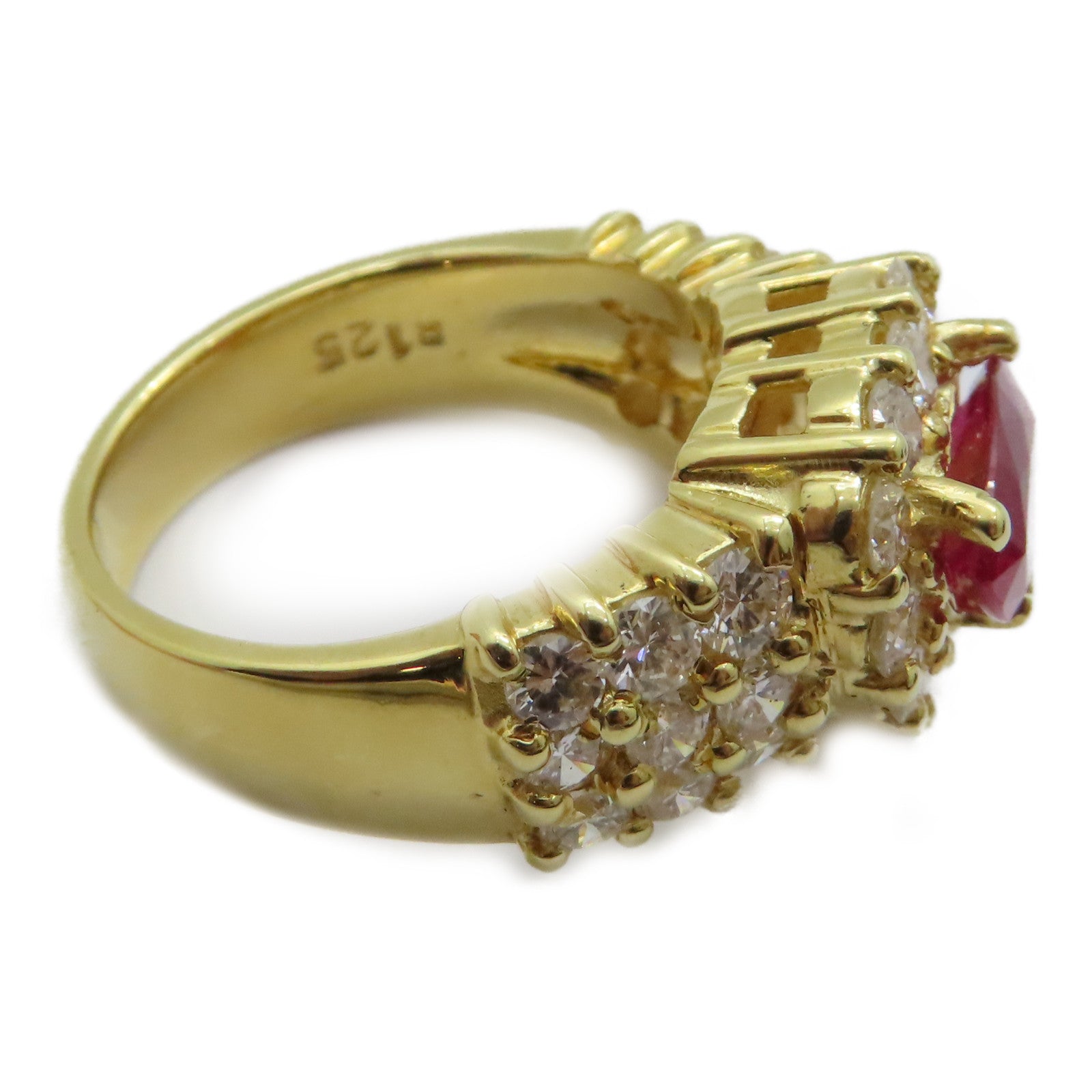 JEWELRY 18K黃金Ruby Diamond Ring 1.25ct紅寶石/1.90ct鑽石戒指US#6.5