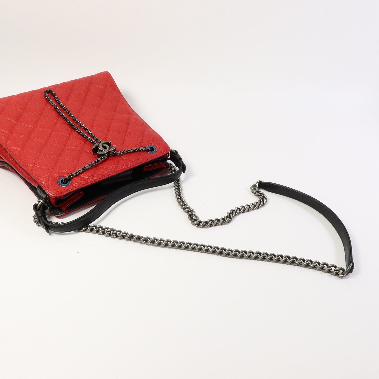 CHANEL 牛皮皮革Tote Bag鏈帶手挽肩背兩用袋