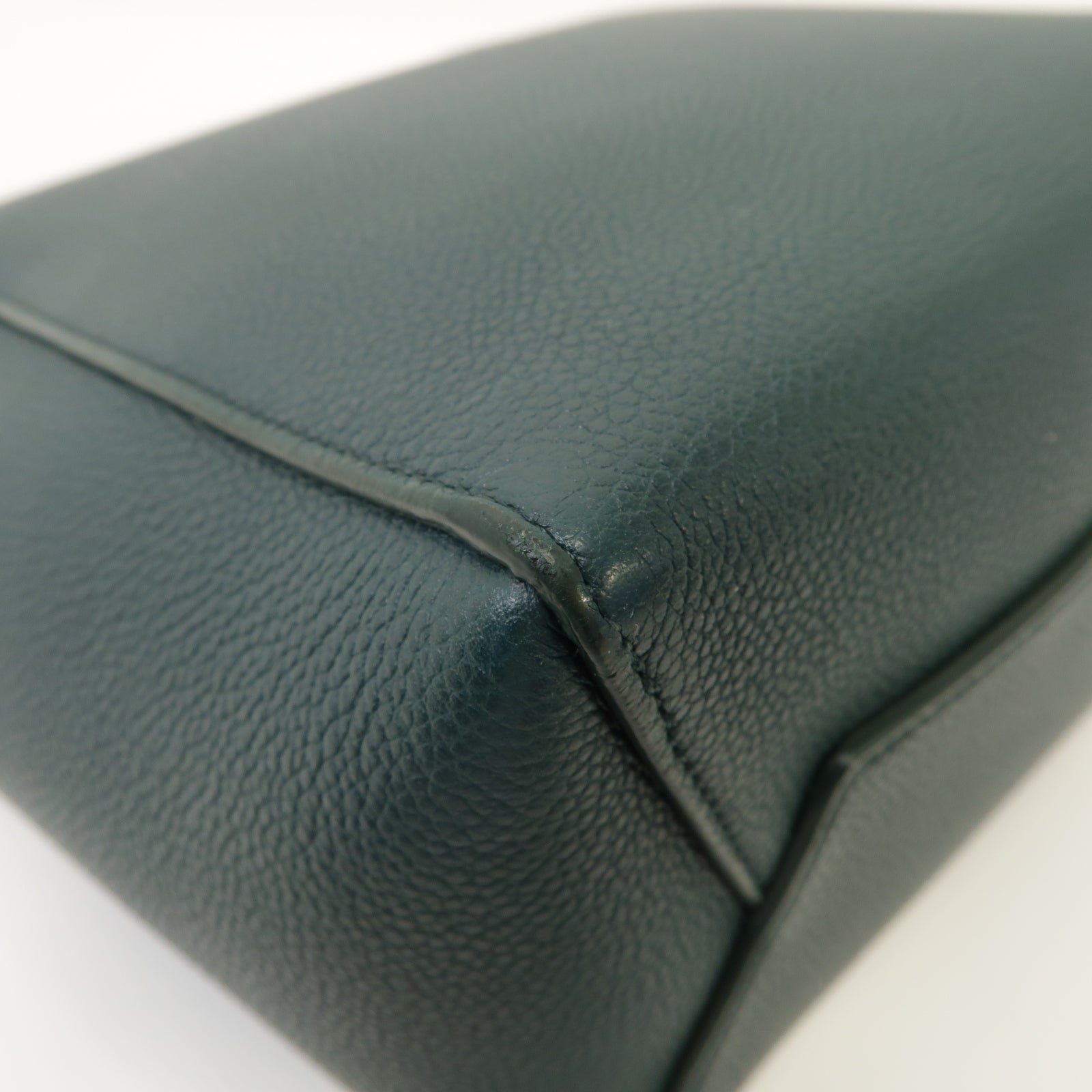 CELINE 牛皮皮革Bucket金扣肩背袋綠色