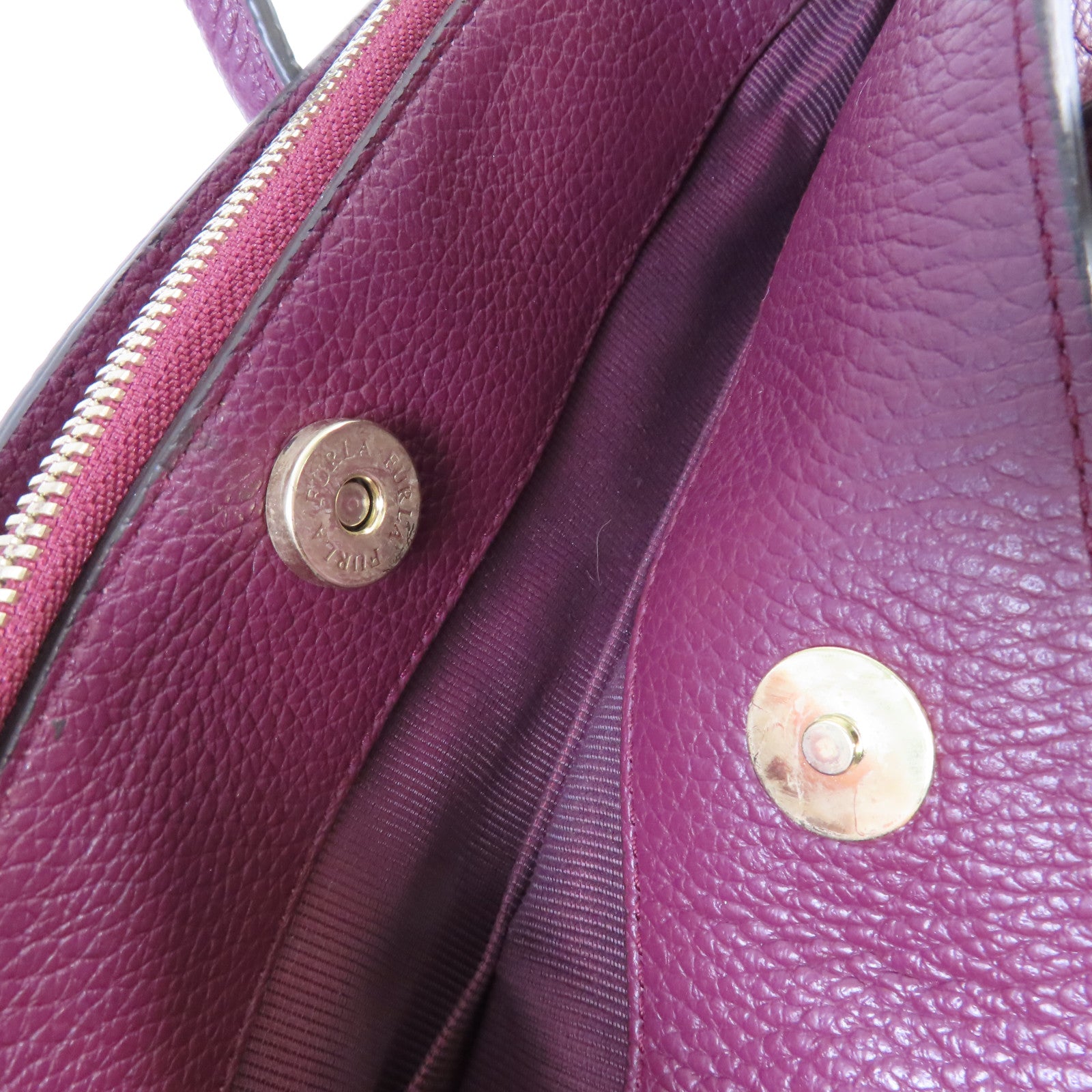 Furla 皮革2Way Shoulder Bag金扣手挽肩背兩用袋酒紅色