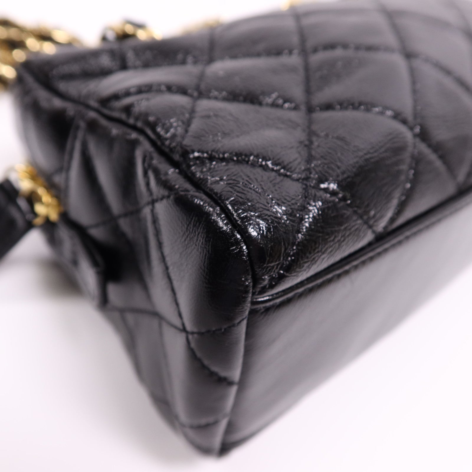 CHANEL 牛皮皮革Bowling Bag金扣鏈帶肩背袋
