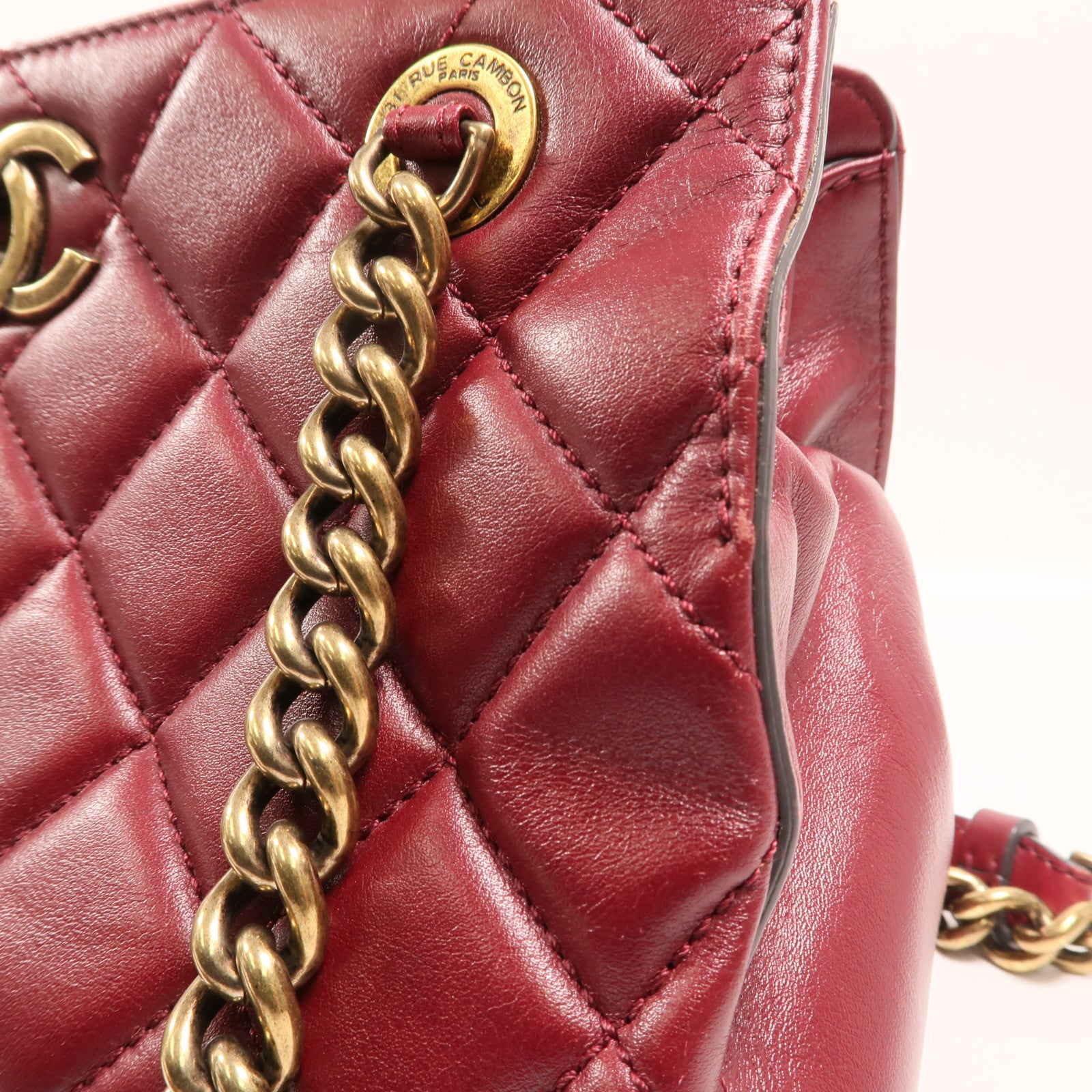CHANEL 牛皮皮革Tote Bag金扣鏈帶肩背袋
