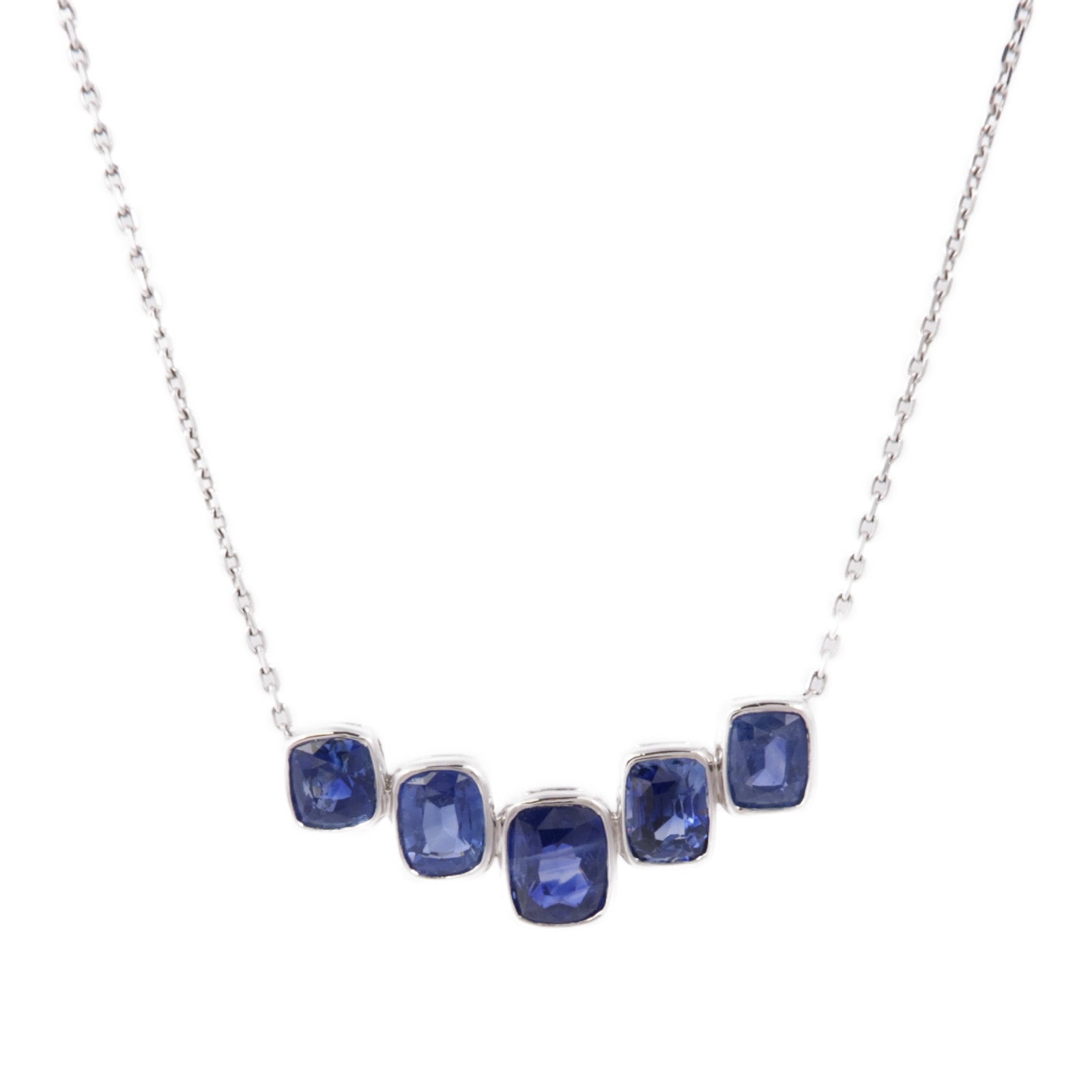 JEWELRY Sapphire Necklace 18K White Gold