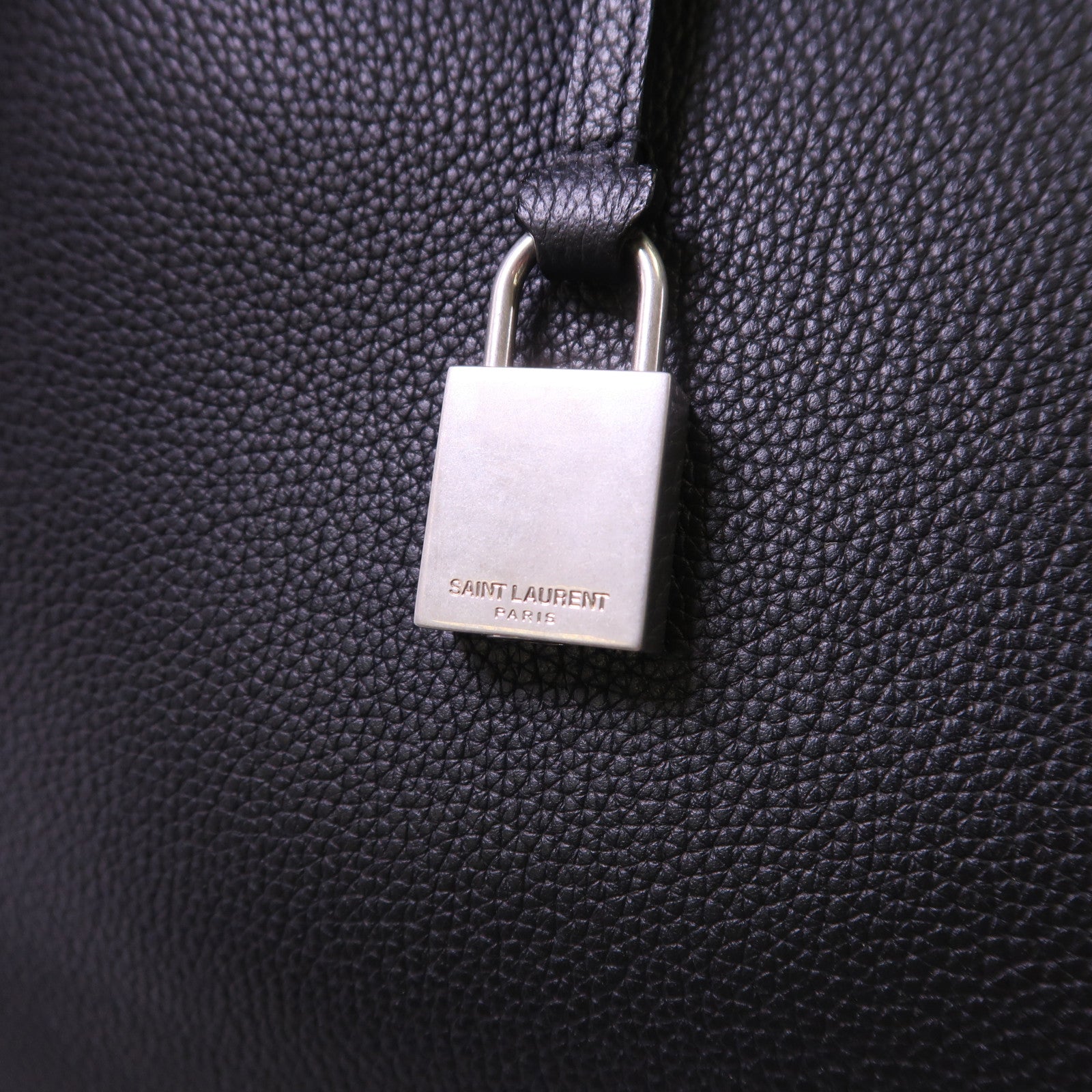 YVES SAINT LAURENT 牛皮皮革Shoulder Tote銀扣肩背袋/手挽袋
