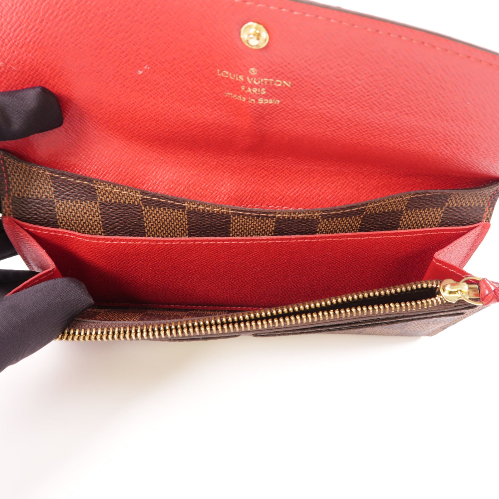LOUIS VUITTON Damier Portefeuille Emilie Long Wallet金扣長錢包