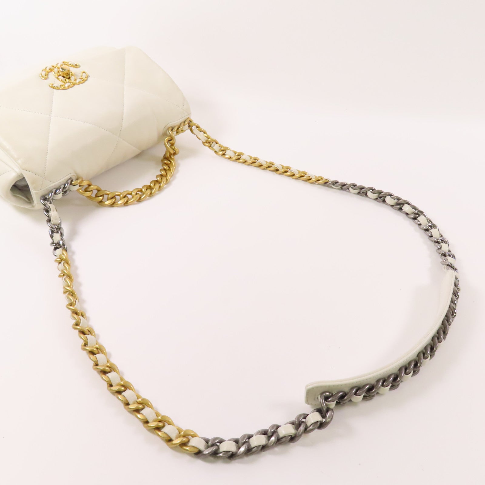 CHANEL 【激減優惠】羊皮皮革Chanel 19鏈帶手挽肩背兩用袋