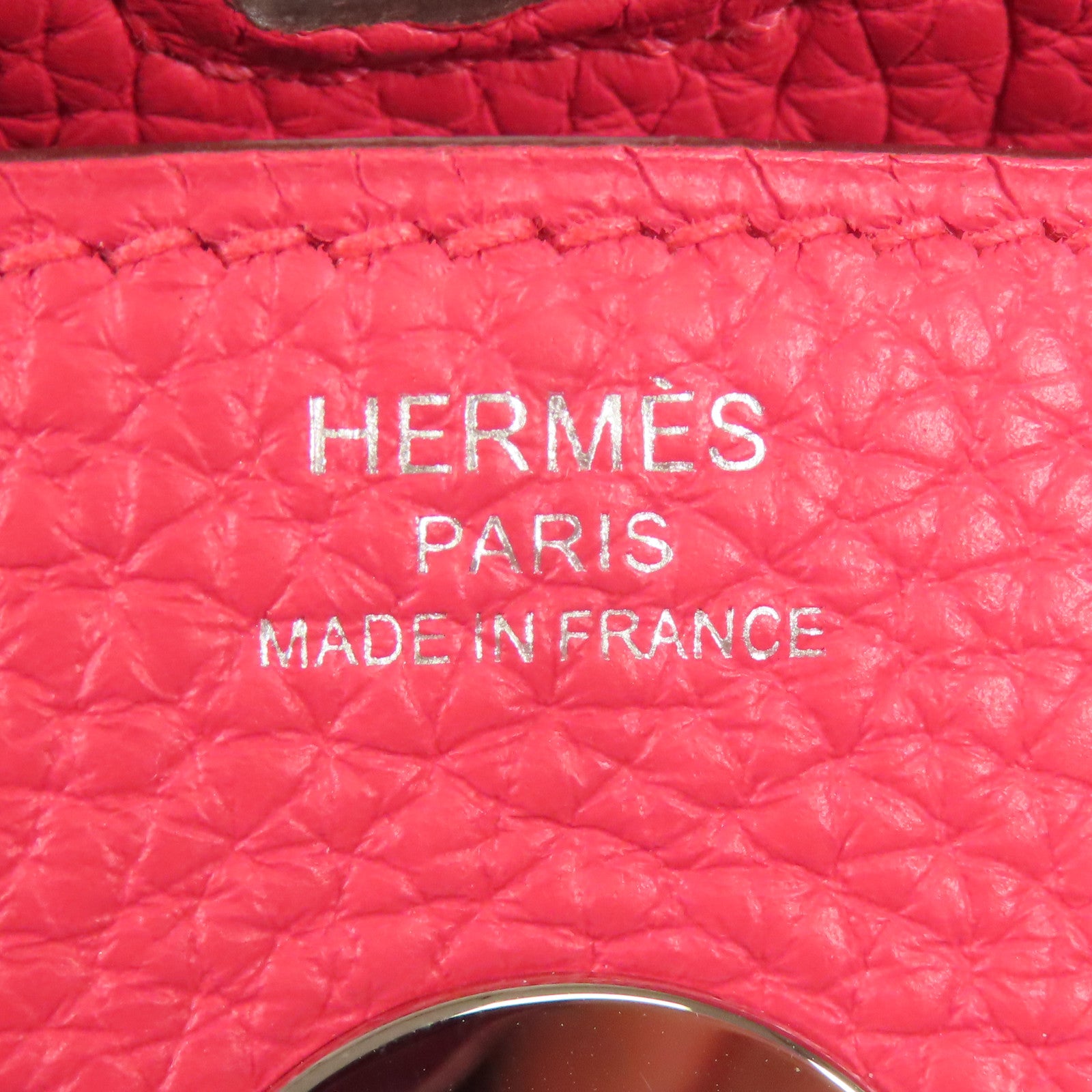 HERMES Clemence皮革Lindy 26銀扣手挽肩背兩用袋I6 Rose Extreme