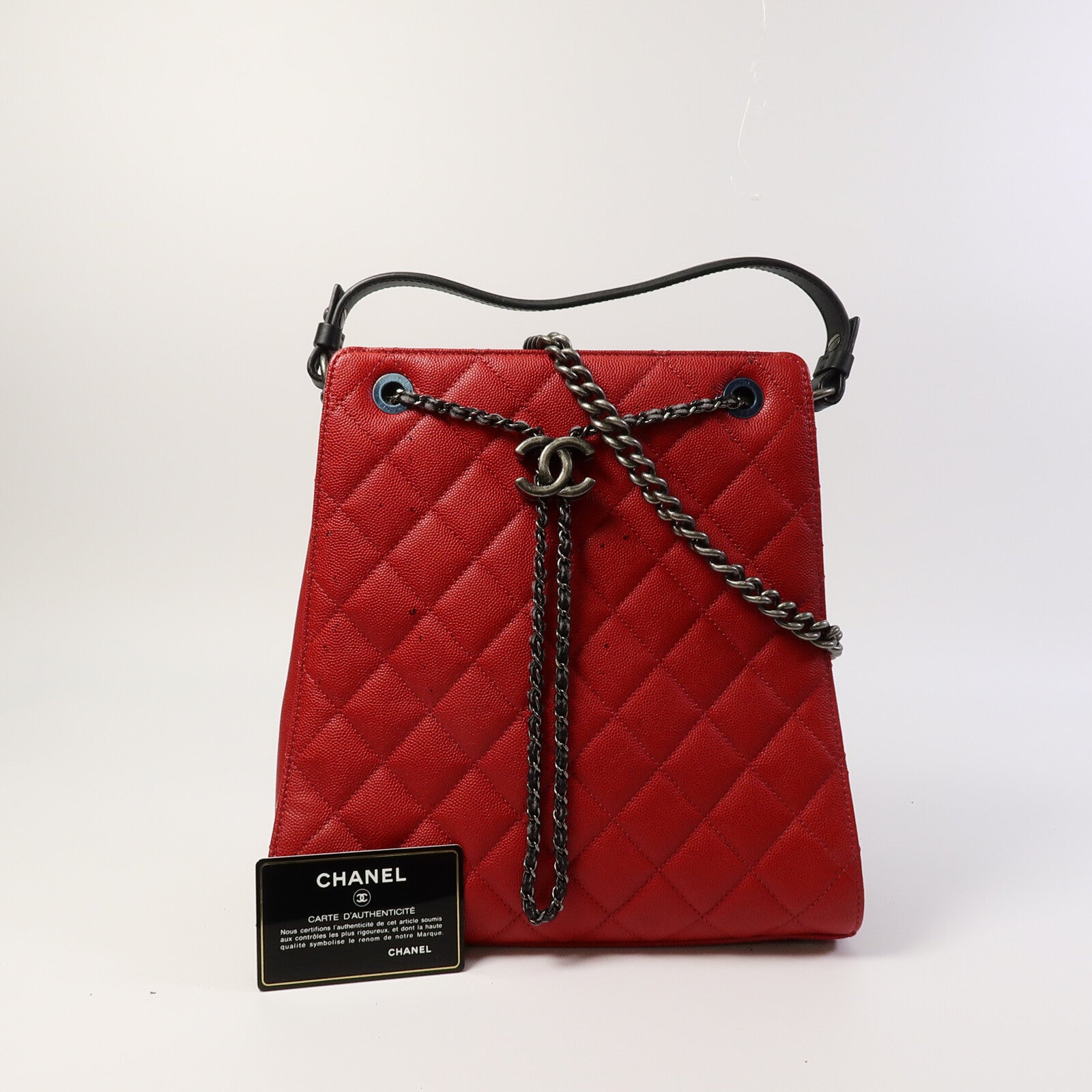 CHANEL 牛皮皮革Tote Bag鏈帶手挽肩背兩用袋