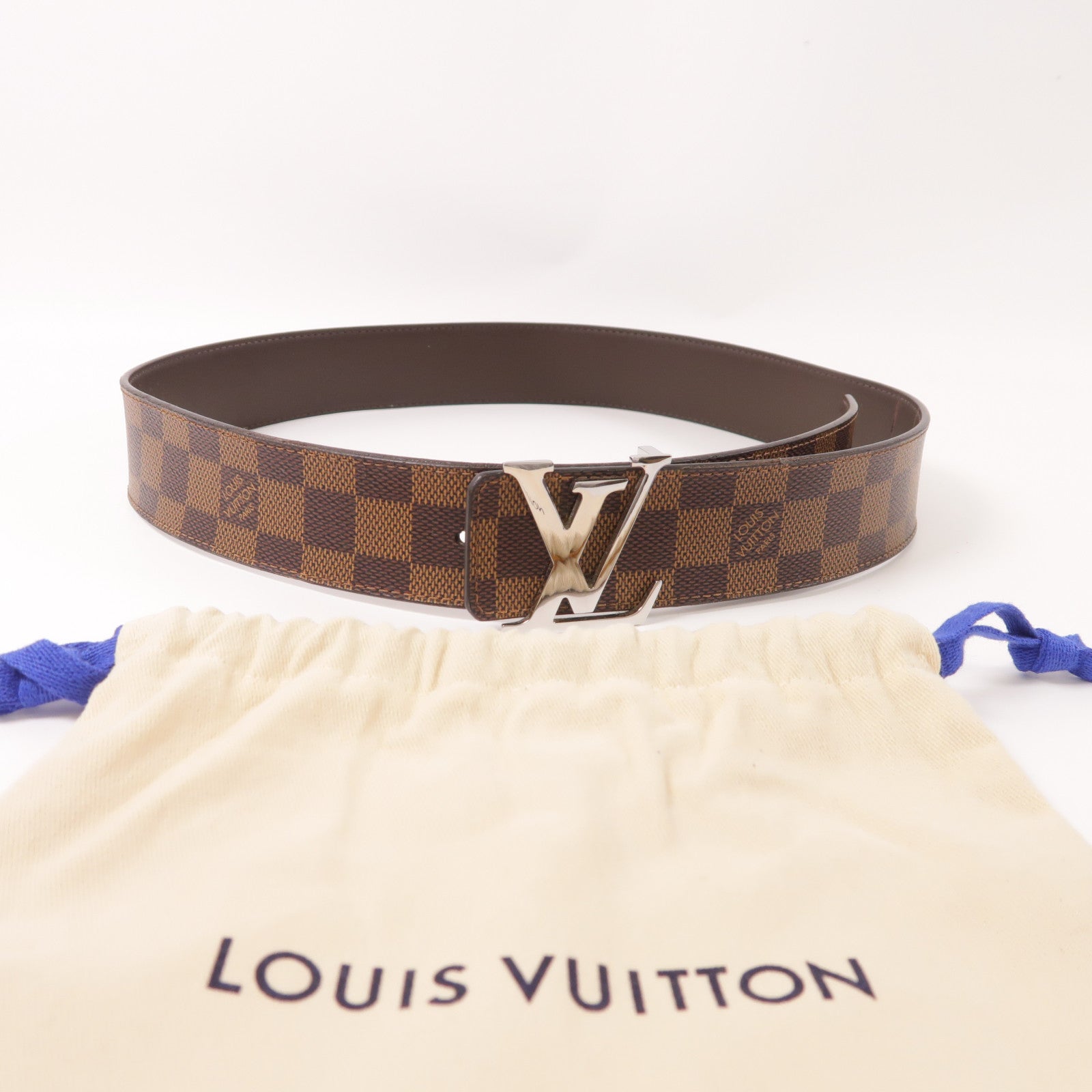 LOUIS VUITTON Damier Belt銀扣皮帶