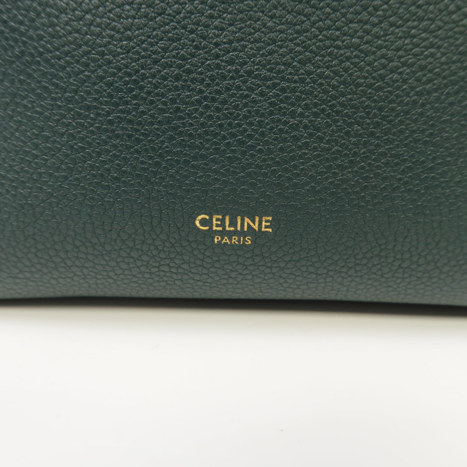 CELINE 牛皮皮革Bucket金扣肩背袋綠色