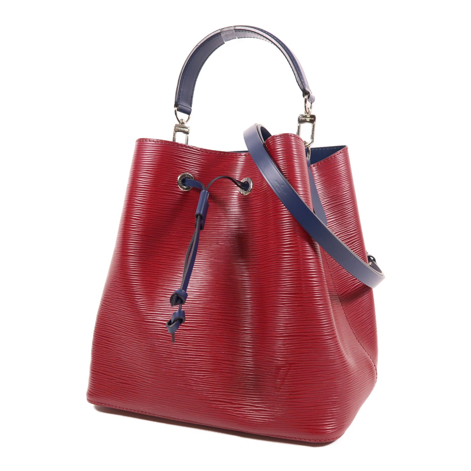 LOUIS VUITTON Epi NeoNoe MM銀扣手挽肩背兩用袋紅色/藍色