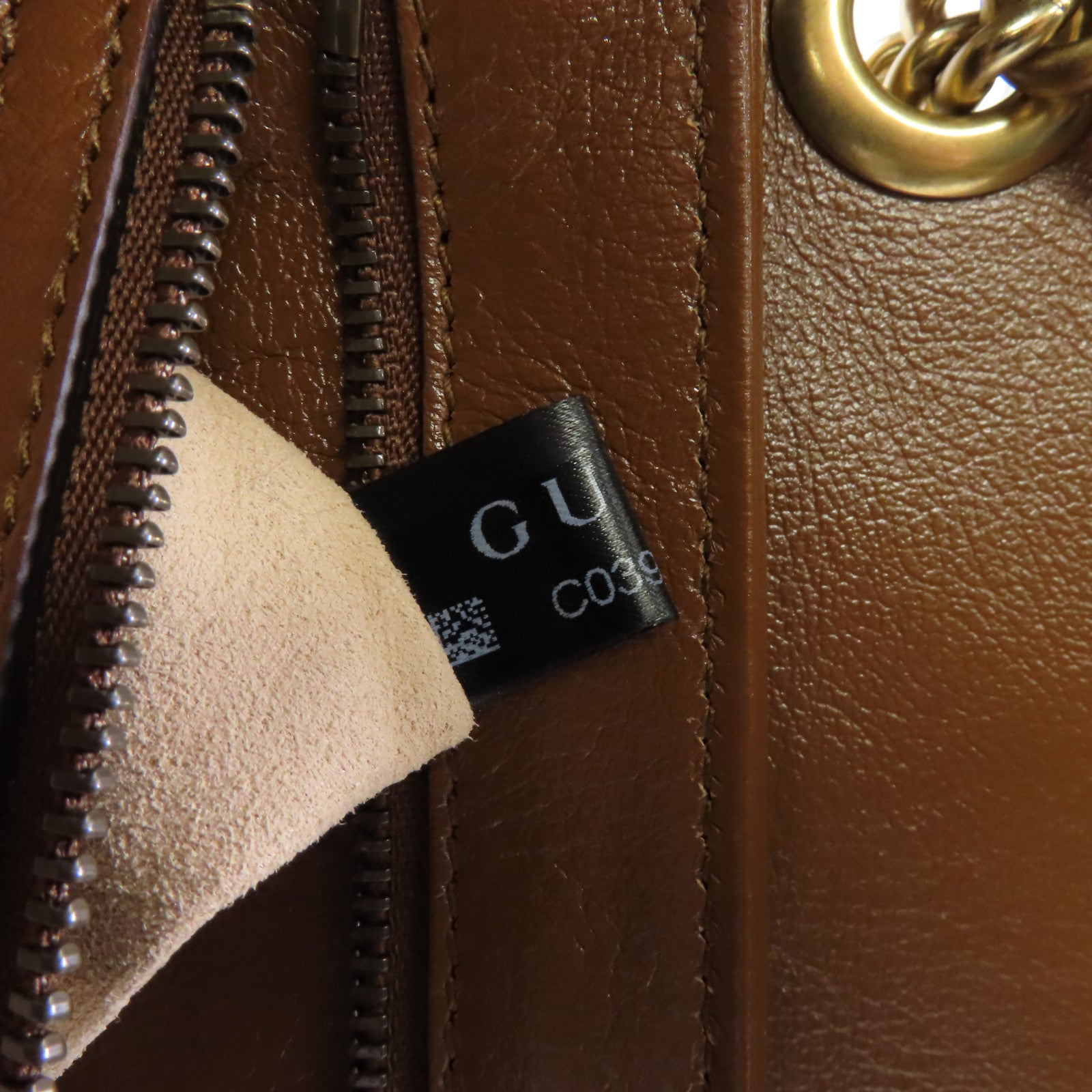 GUCCI 【激減優惠】牛皮皮革GG Marmont金扣鏈帶肩背袋啡色