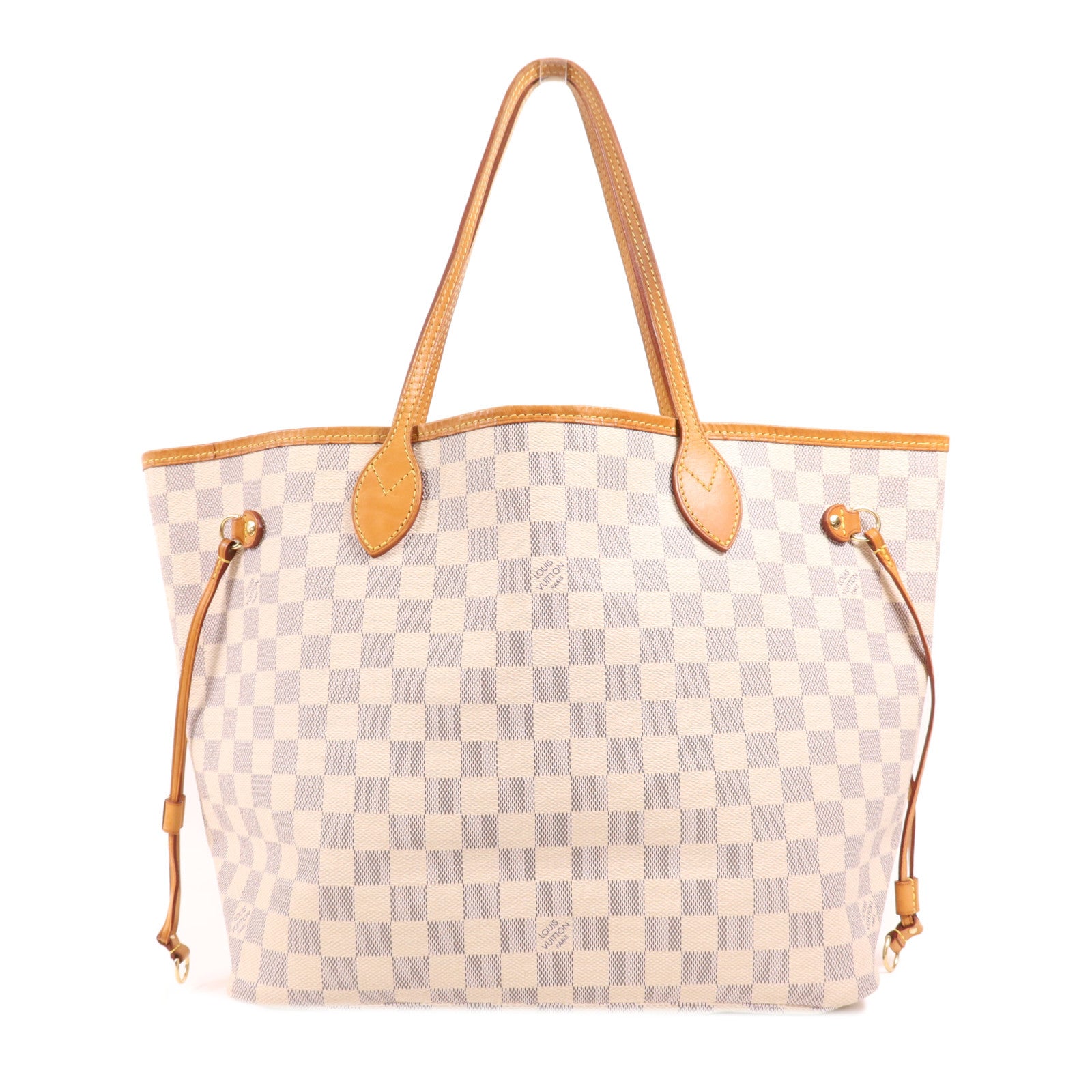 LOUIS VUITTON Damier Azur Neverfull MM金扣手挽袋