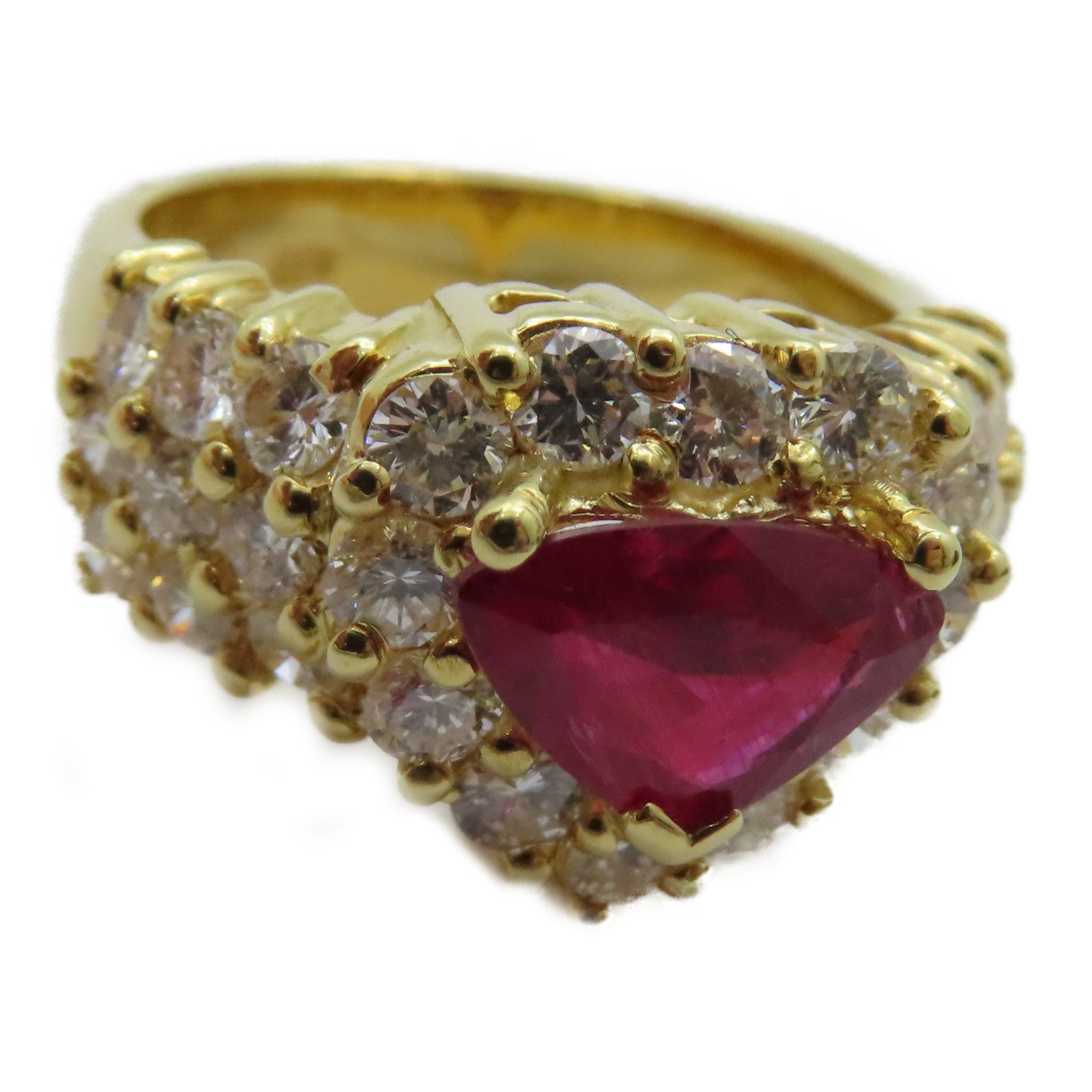 JEWELRY 18K黃金Ruby Diamond Ring 1.25ct紅寶石/1.90ct鑽石戒指US#6.5