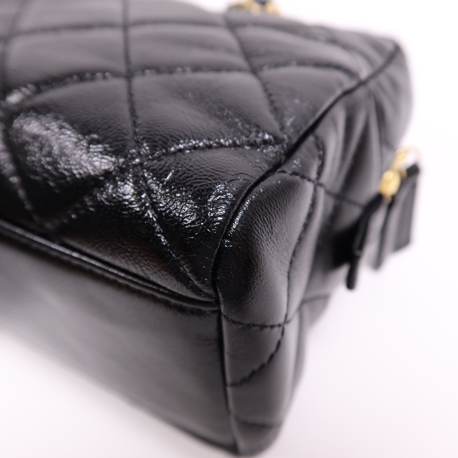 CHANEL 牛皮皮革Bowling Bag金扣鏈帶肩背袋