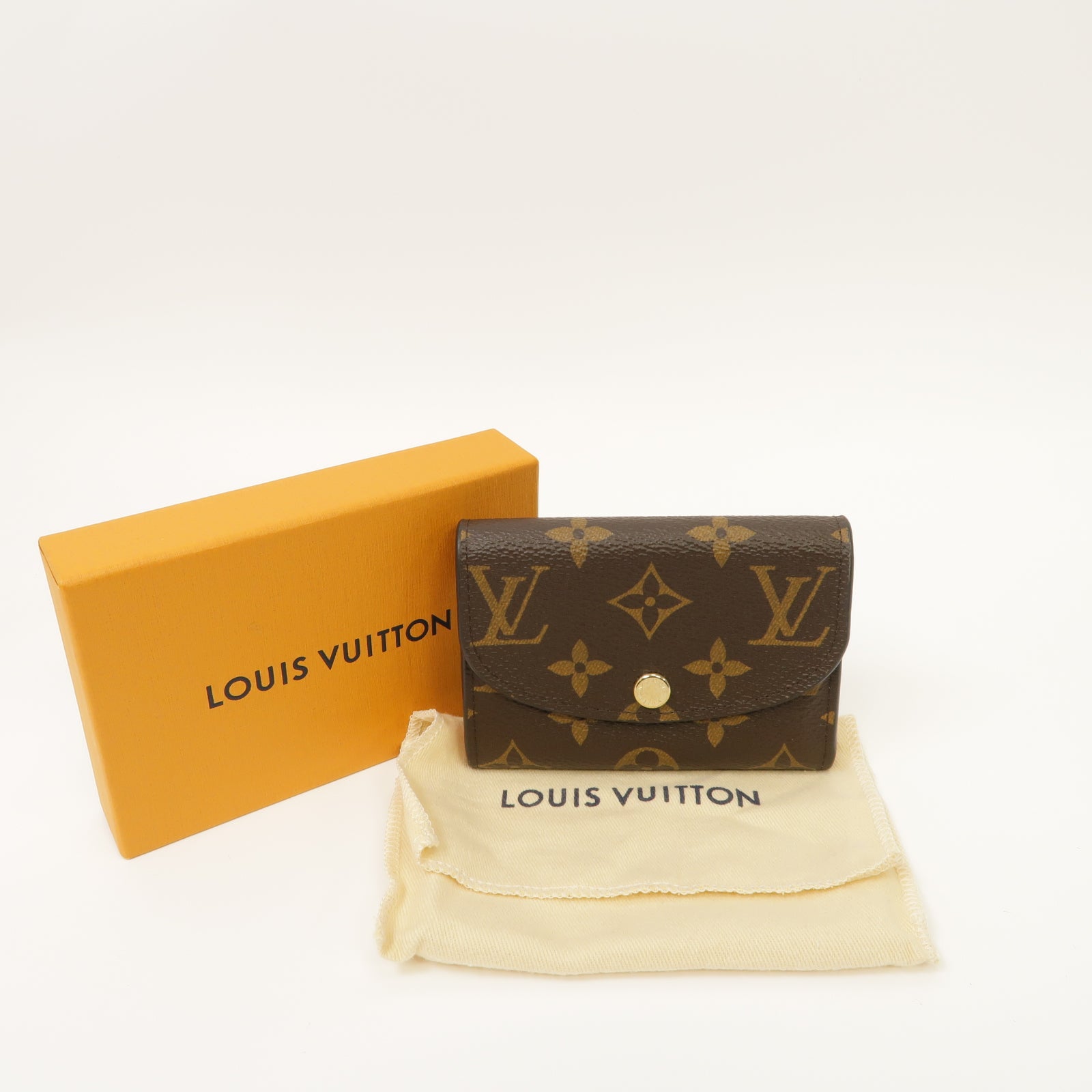 LOUIS VUITTON Monogram Rosalie金扣零錢包粉紅色/棕色