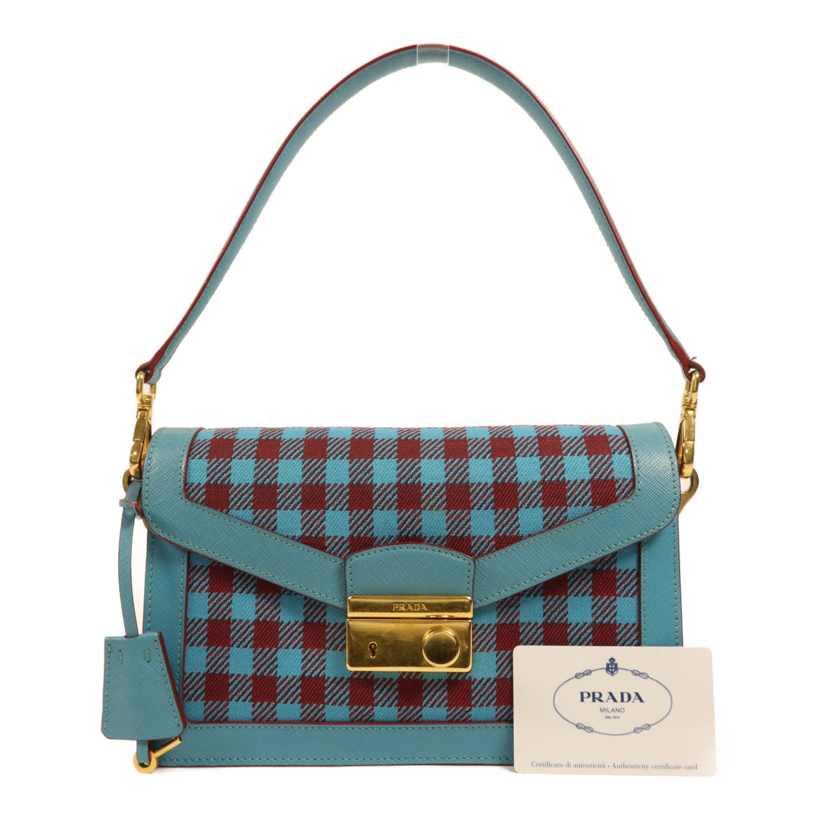 PRADA 帆布Shoulder Bag金扣肩背袋