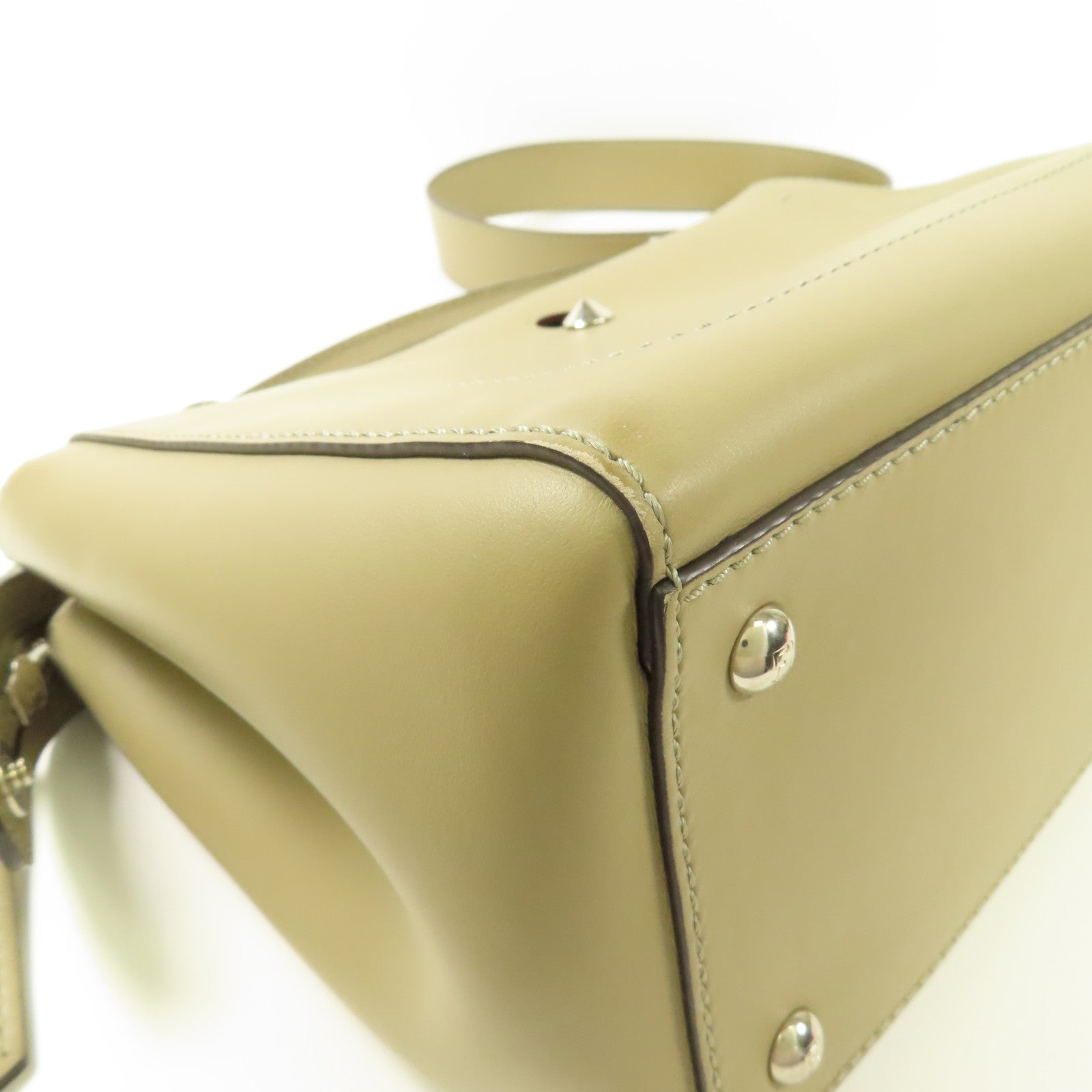 FENDI SHW Dotcom 2Way Shoulder Hand Bag Calfskin Leather 8BN293 Gray