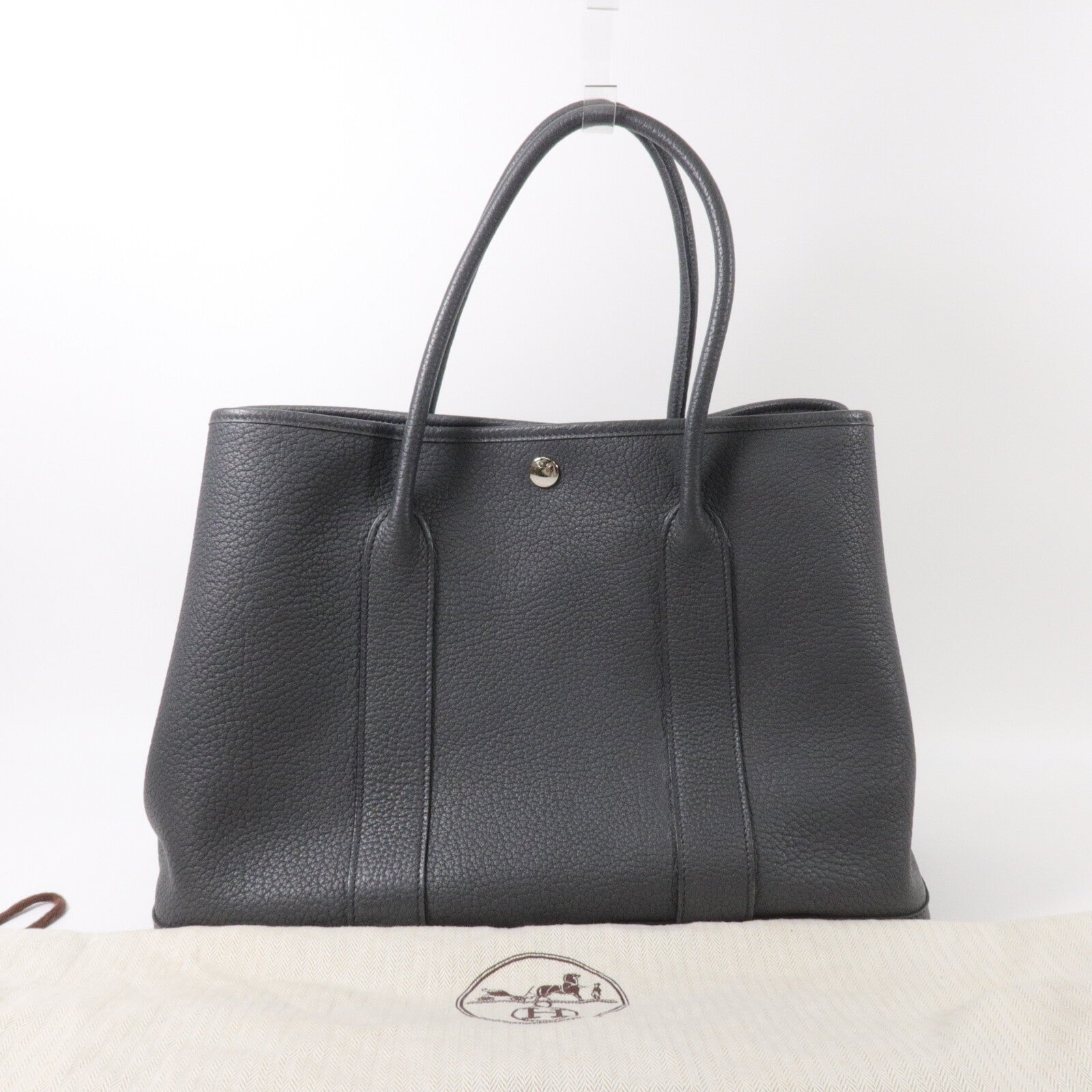 HERMES Negonda皮革Garden Party PM手挽袋Graphite