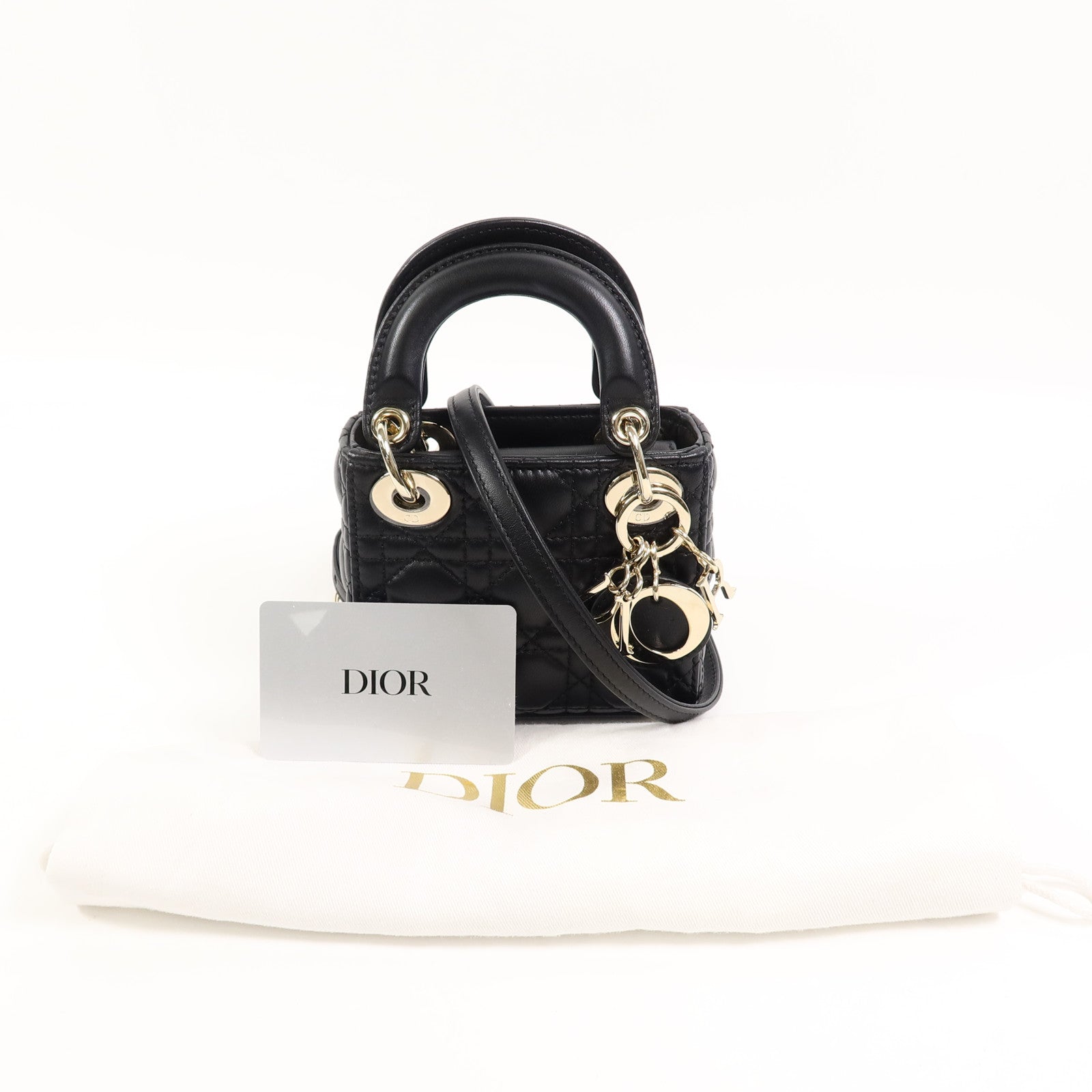 Dior 羊皮皮革Lady Dior Micro手挽肩背兩用袋
