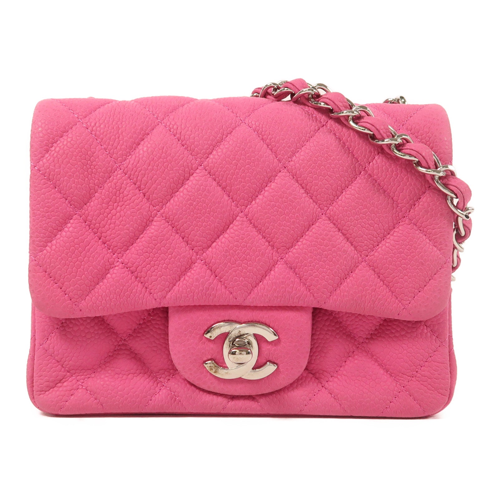 CHANEL 牛皮皮革Mini Classic 17銀扣鏈帶肩背袋
