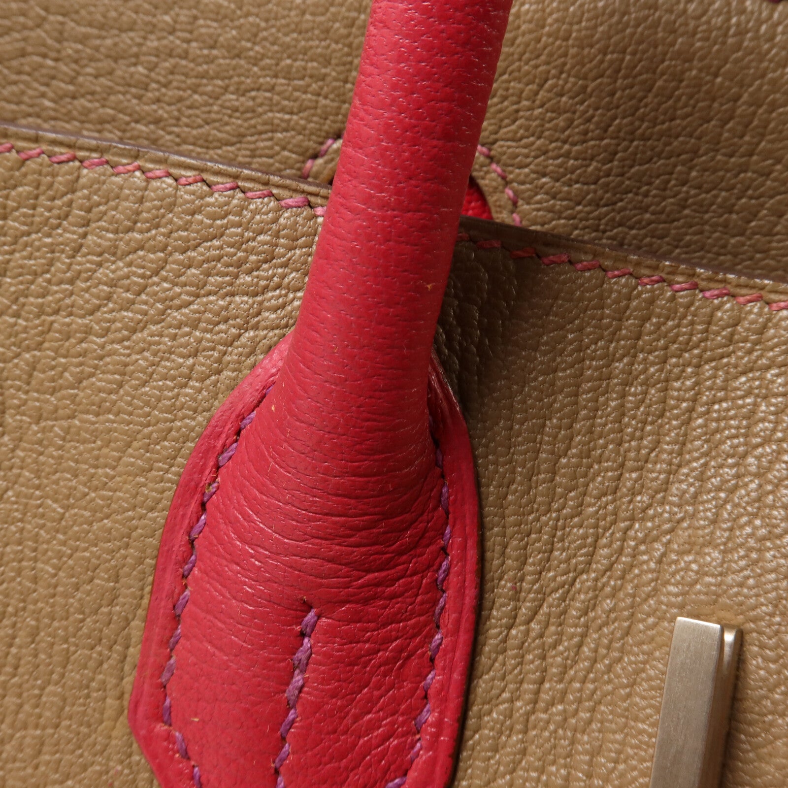 HERMES Chevre皮革Birkin 30手挽袋Etoupe/Rose Purple